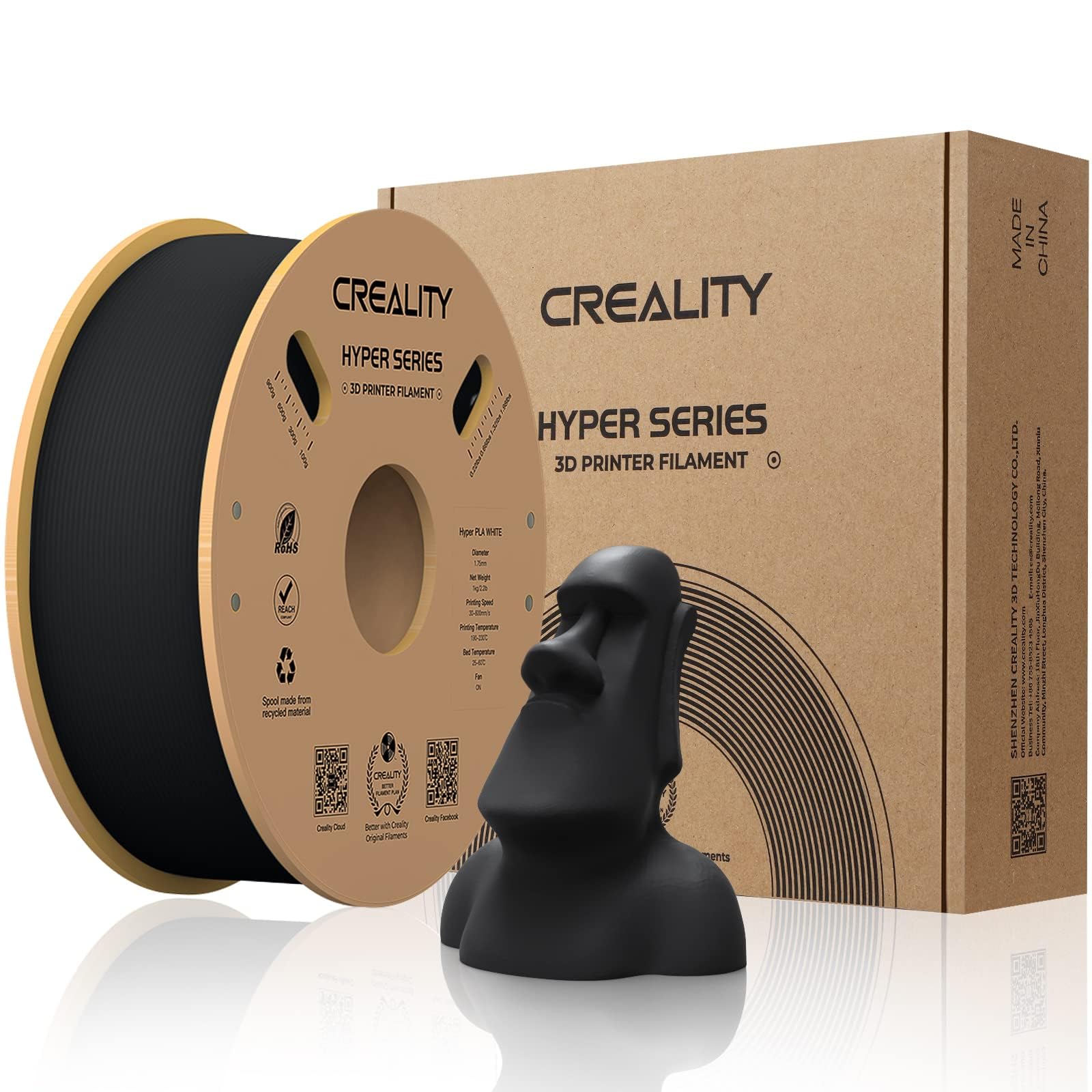 Hyper PLA Filament 1.75mm for Creality 3D Printers - Fast 600mm/s Printing | Home & Office Use