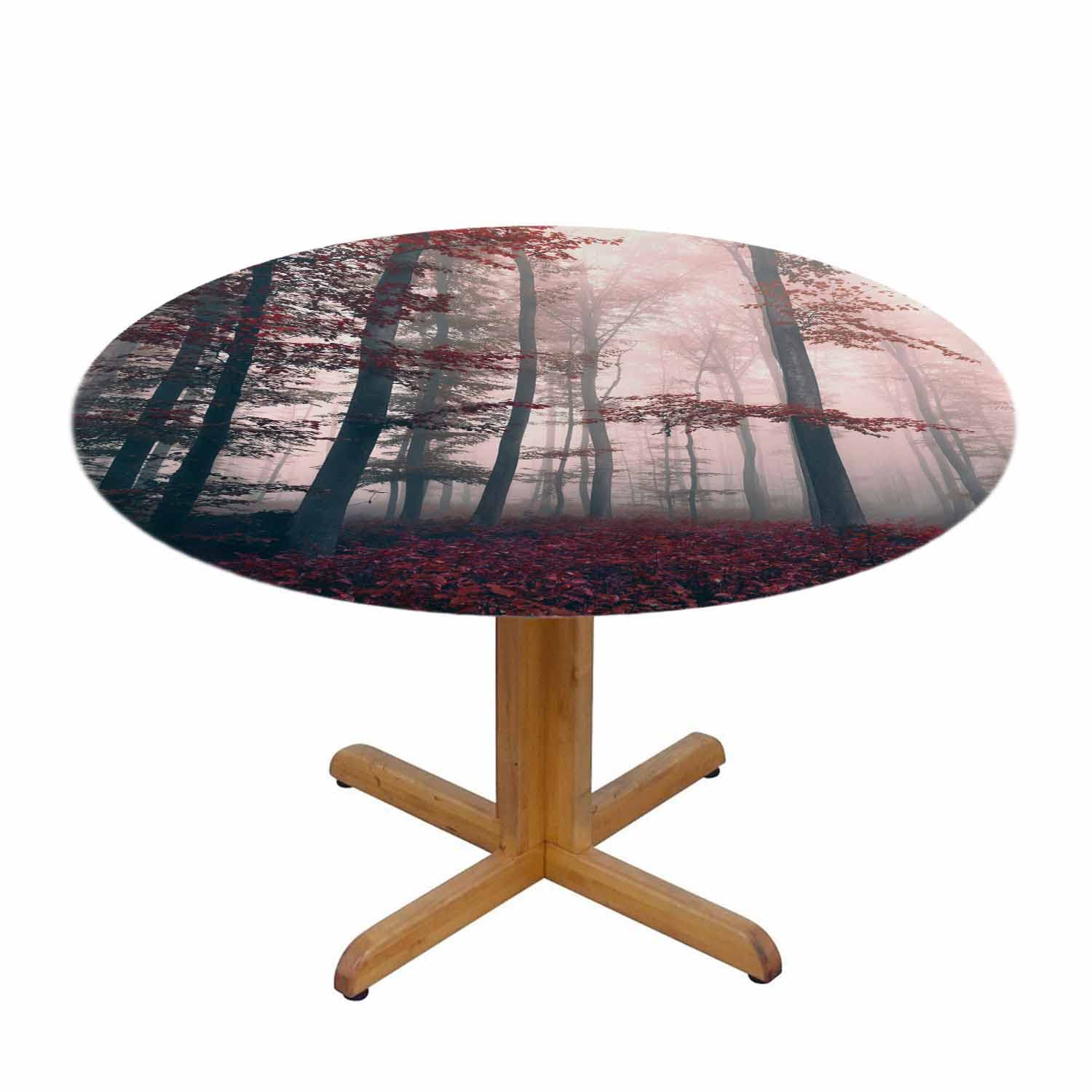 Beabes Foggy Tree Tablecloth - Elegant Dreamy Landscape Round Washable Table Cover for Kitchen & Dining (58 Inch) | Perfect for Home Decor, Parties & Outdoor Picnics