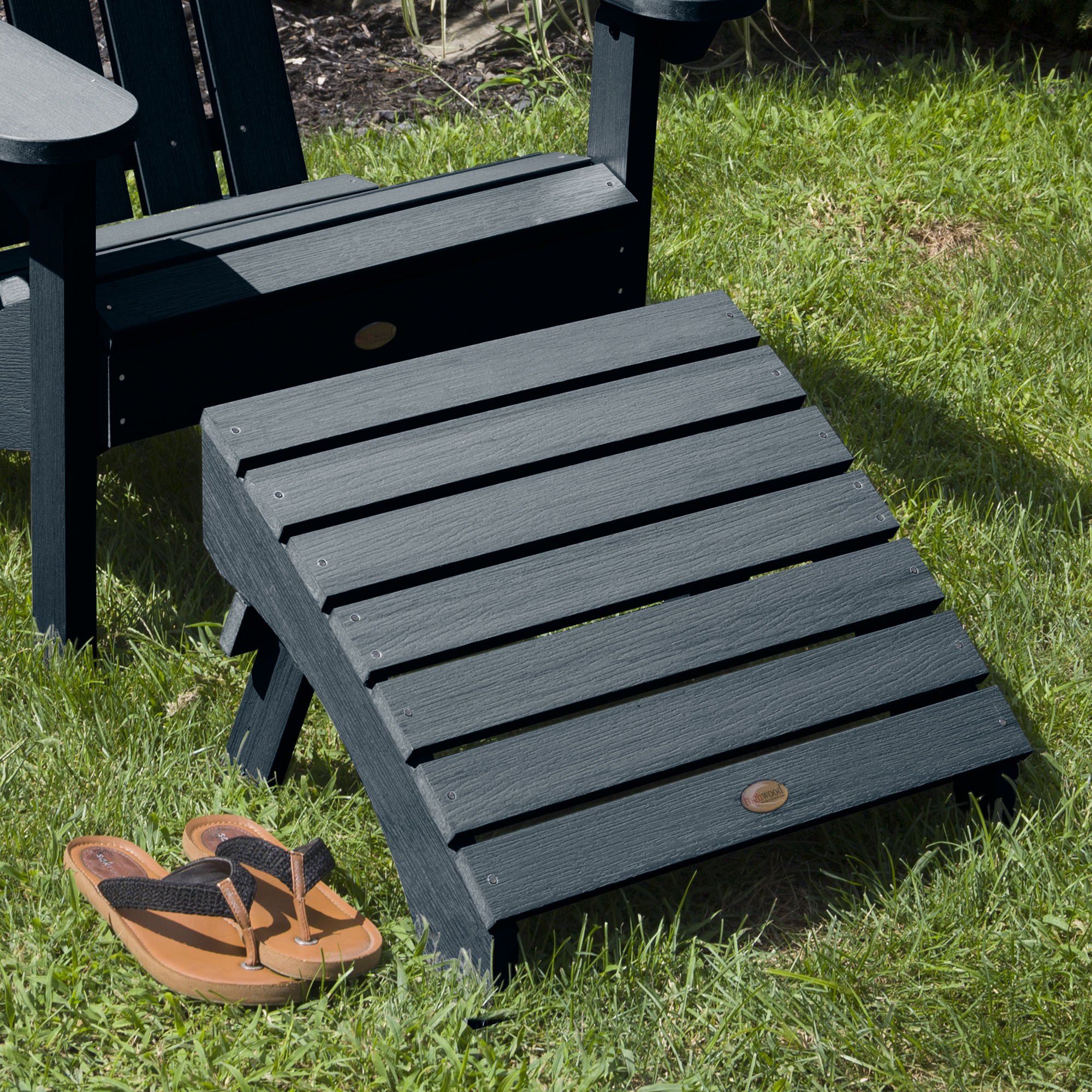 Folding Adirondack Ottoman - Outdoor Patio Furniture, Lightweight & Portable Footrest for Deck, Poolside, Garden - Perfect for Relaxing in Backyard, Camping or Beach