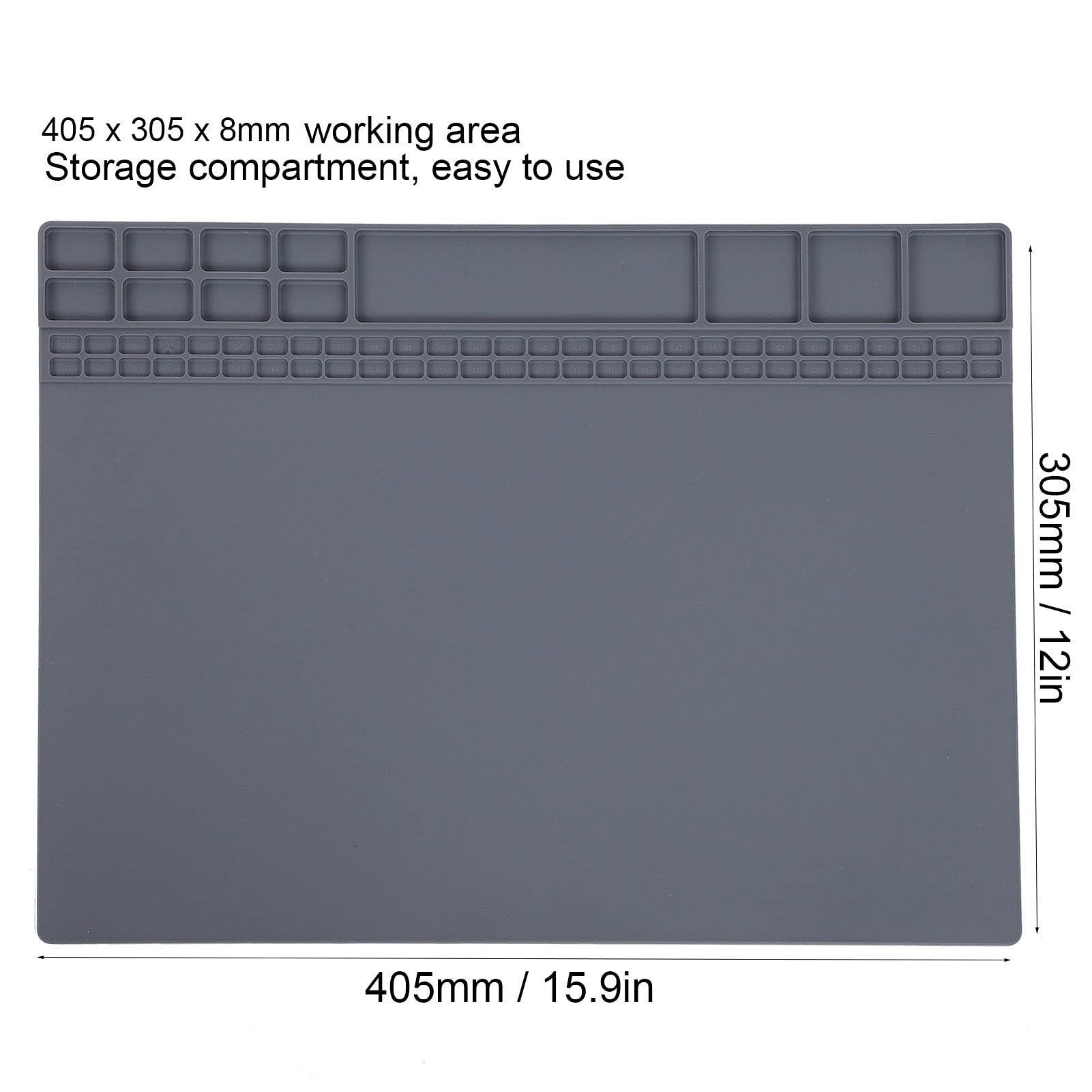 Heat Resistant Repair Pad - Non-Slip Soldering Mat for Electronics, Computers & Phones - Durable Desk Mat for Solder Station (Grey) - Perfect for DIY Repairs, Tech Work & Crafting Projects