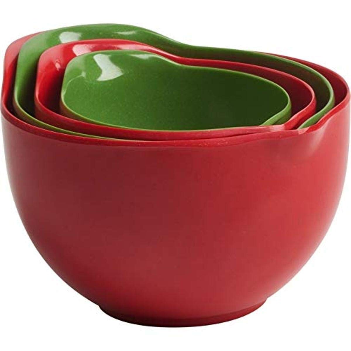 Trudeau Bamboo Melamine Measuring Cups Set of 4 - Red & Green - Perfect for Baking, Cooking & Kitchen Measuring