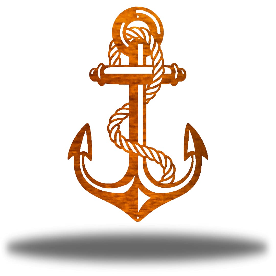 Riverside Designs Anchor Coastal Beach Metal Wall Art - Handmade in USA | Multiple Colors & Sizes (Copper, 30 Inch) | Perfect for Nautical Home Decor, Beach House, Living Room, Bedroom or Office Wall Art