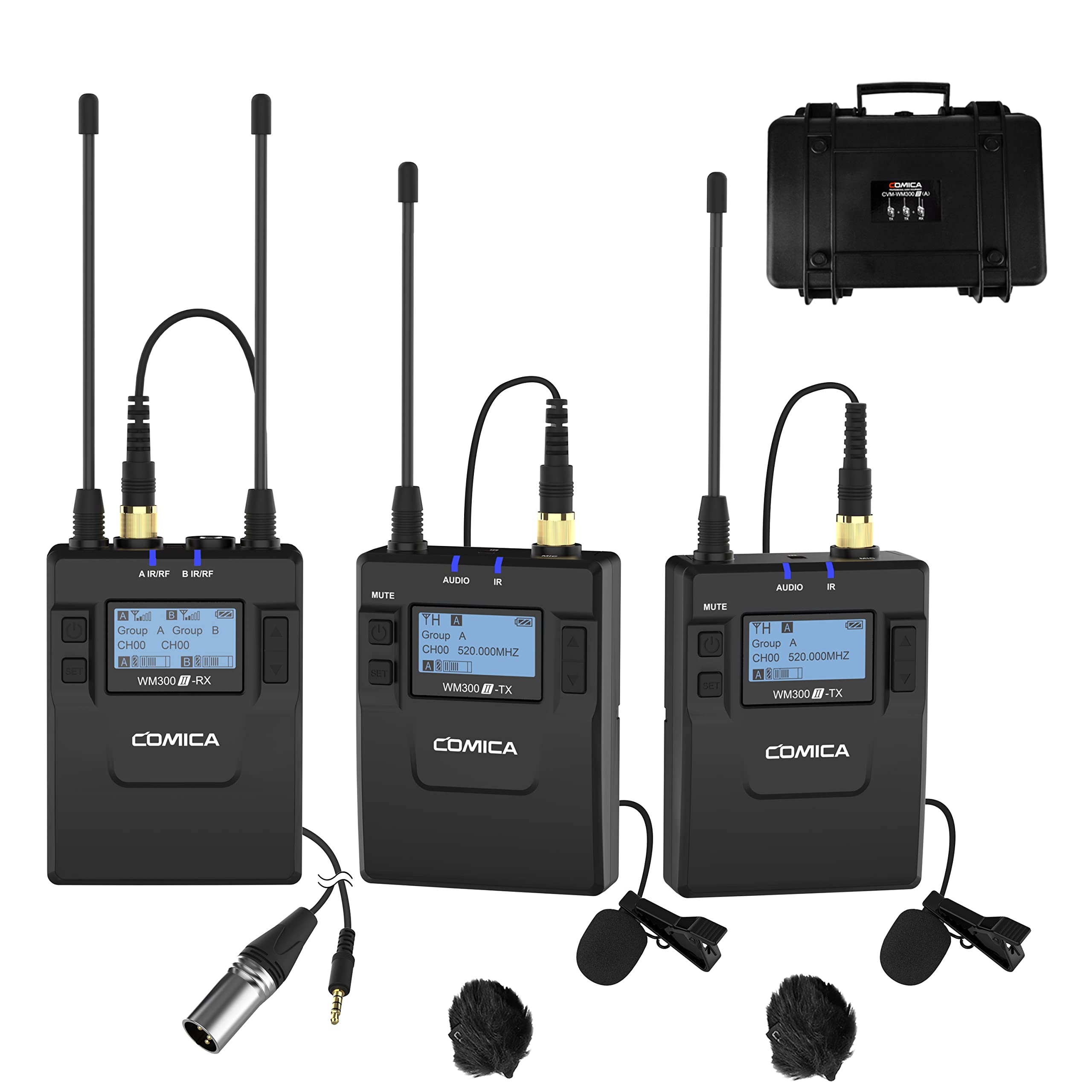 COMICA CVM-WM300A 96-Channel UHF Wireless Lavalier Microphone System - Professional Audio for DSLR Cameras, Camcorders & Smartphones - Ideal for YouTube, Podcasting, Vlogging, Interviews & Live Streaming (2 Transmitters + 1 Receiver) - Perfect for Content Creators, Filmmakers & Journalists