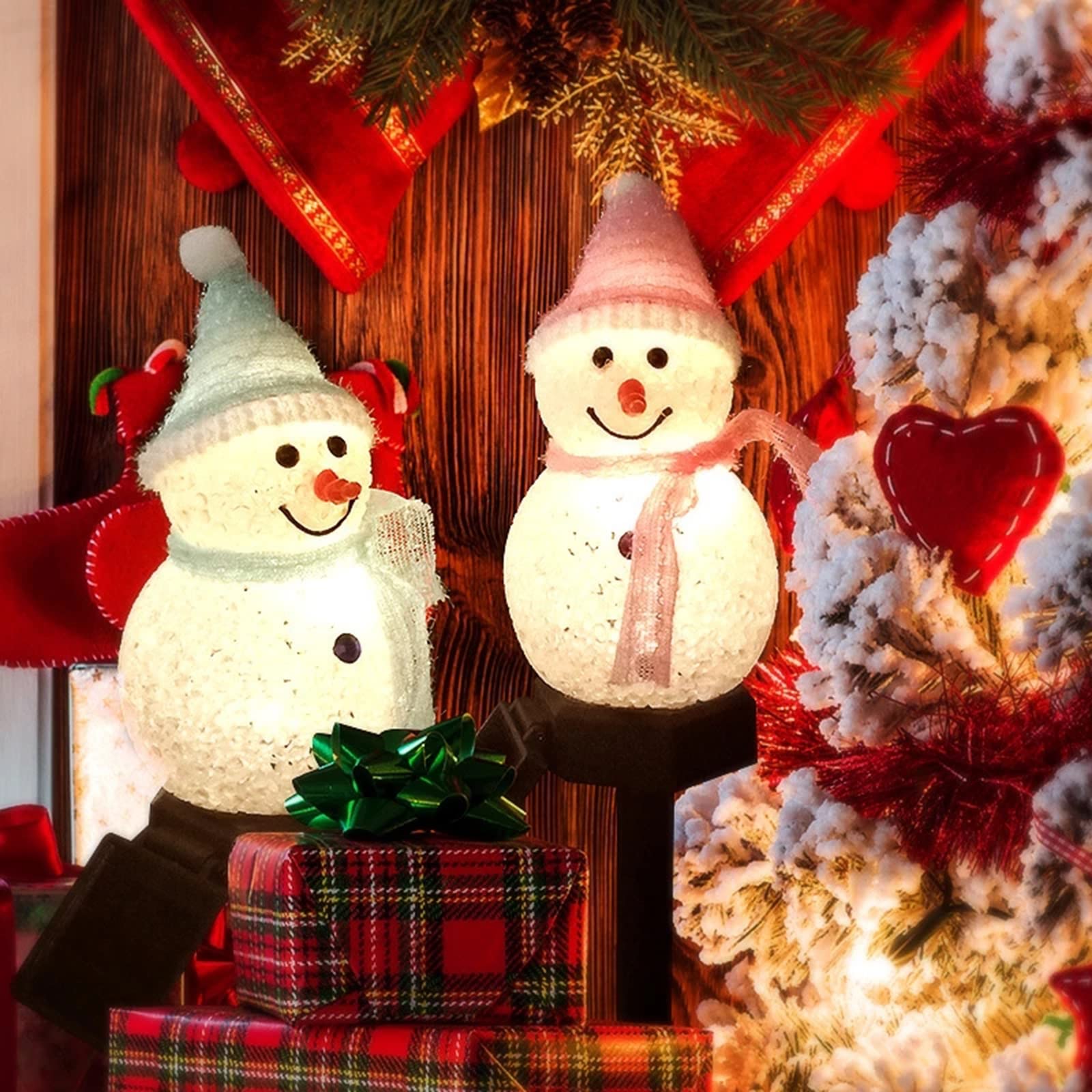 Solar Powered LED Snowman Light - Outdoor Christmas Decoration for Lawn, Garden & Landscape | Weatherproof Xmas Cartoon Snowman Ground Lamp for Holiday Yard Decor