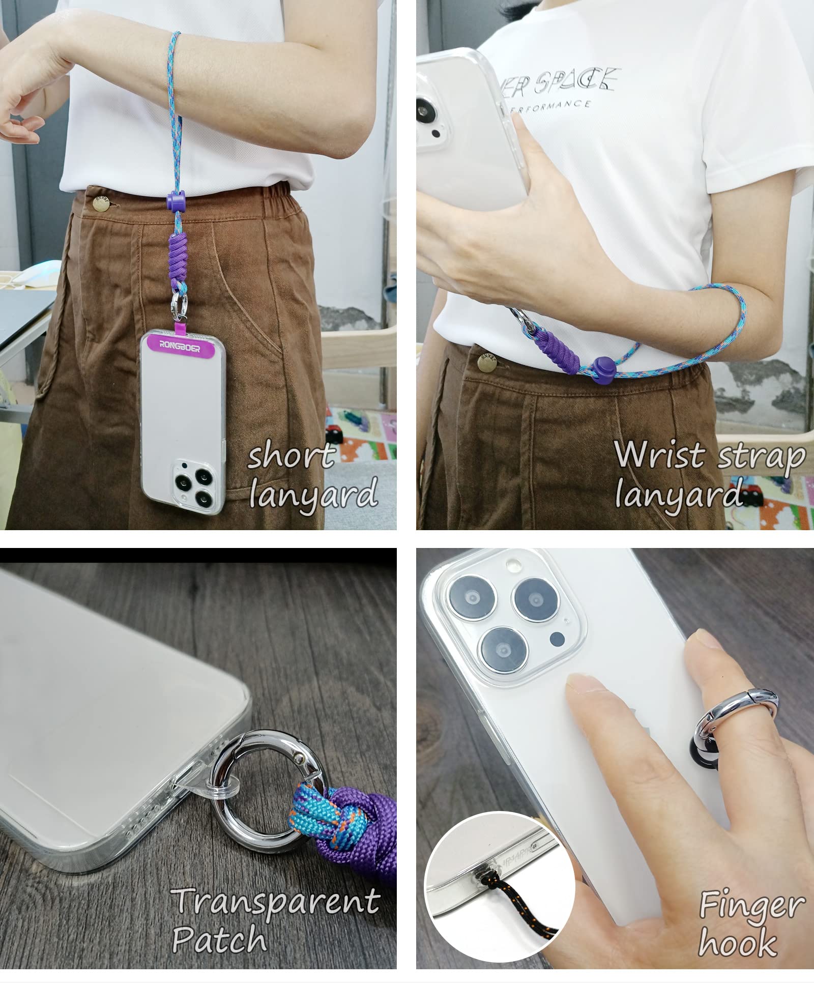 Colorful Phone Lanyard Wrist Strap for Women - Secure Keys & Camera - Purple Blue
