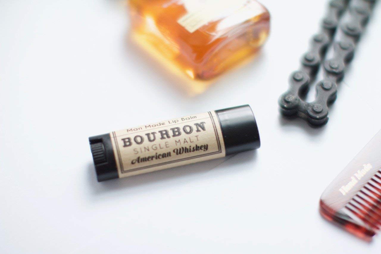 Bourbon Whiskey Flavored Lip Balm for Men - Moisturizing Chapstick with Unique Flavor, Funny Stocking Stuffer & White Elephant Gag Gift for Adults - Perfect for Dry Lips, Parties and Novelty Gifts