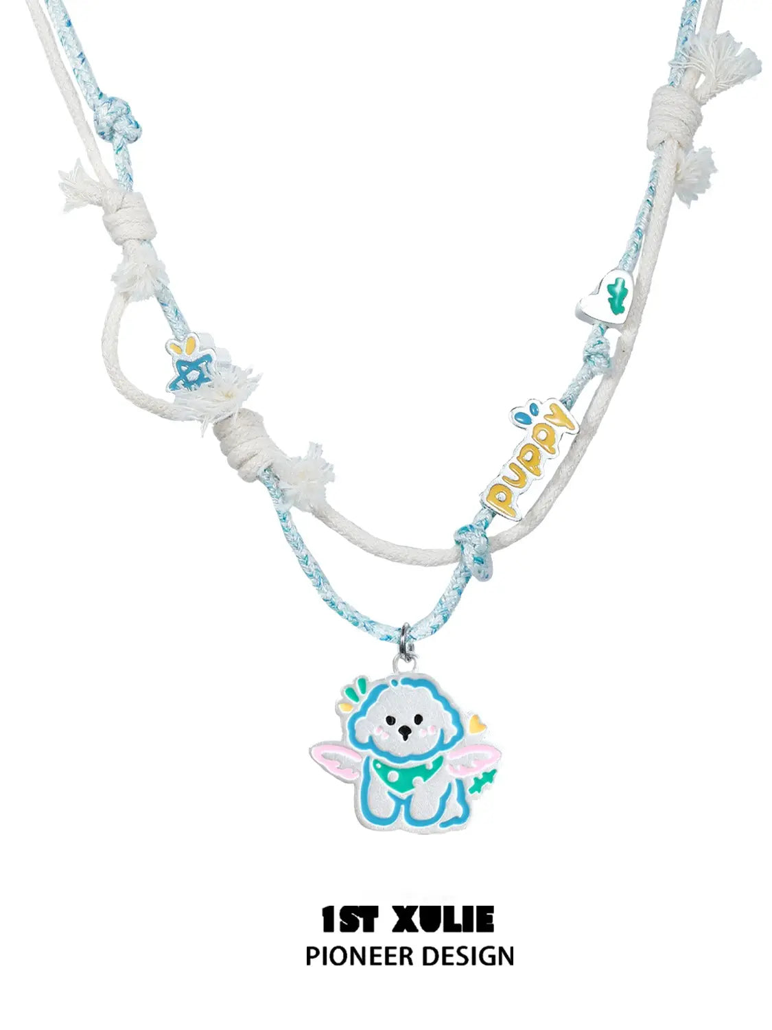 Angel Cuties 18k Gold Plated Hand-Painted Colorful Resin Kitten & Puppy Necklace - Perfect Gift for Pet Lovers & Fashion Jewelry Enthusiasts
