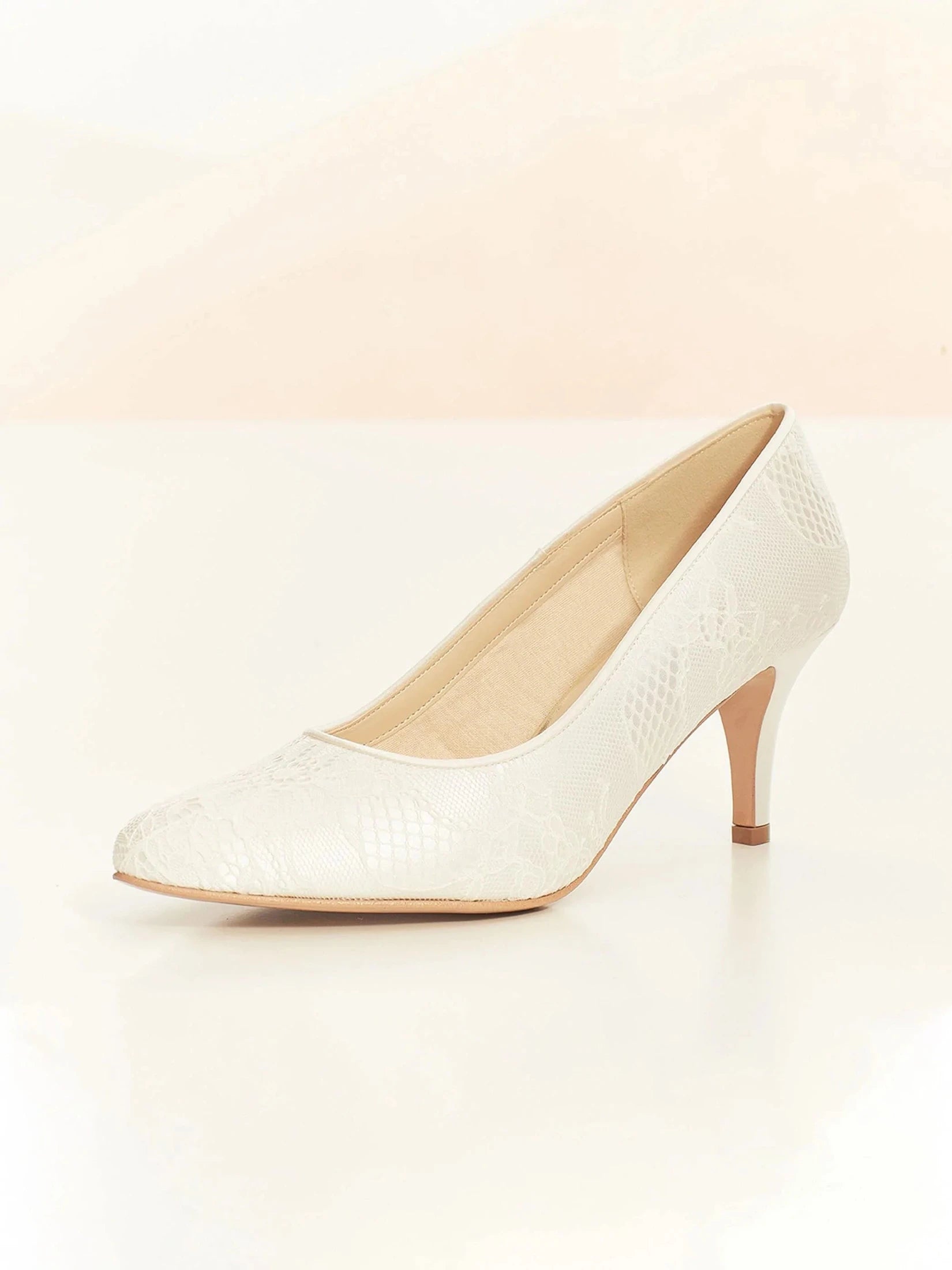Ivory Lace Bridal Shoes for Women - Elegant Wedding Court Shoes with DEMI Heel - Perfect for Bridal Party, Formal Events & Special Occasions