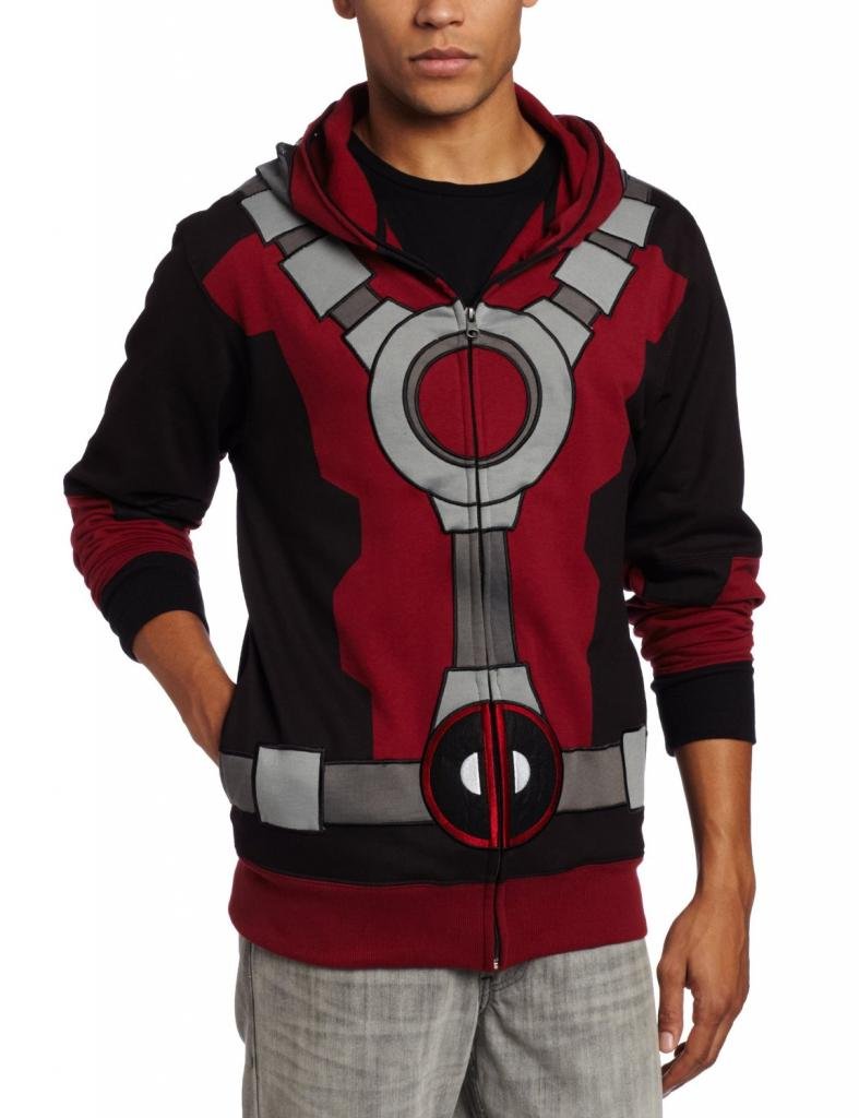 Marvel Men's Deadpool Fleece Hoodie - Black & Red, 2XL | Soft & Warm Pullover for Superhero Fans | Perfect for Cosplay, Comic Con & Casual Wear