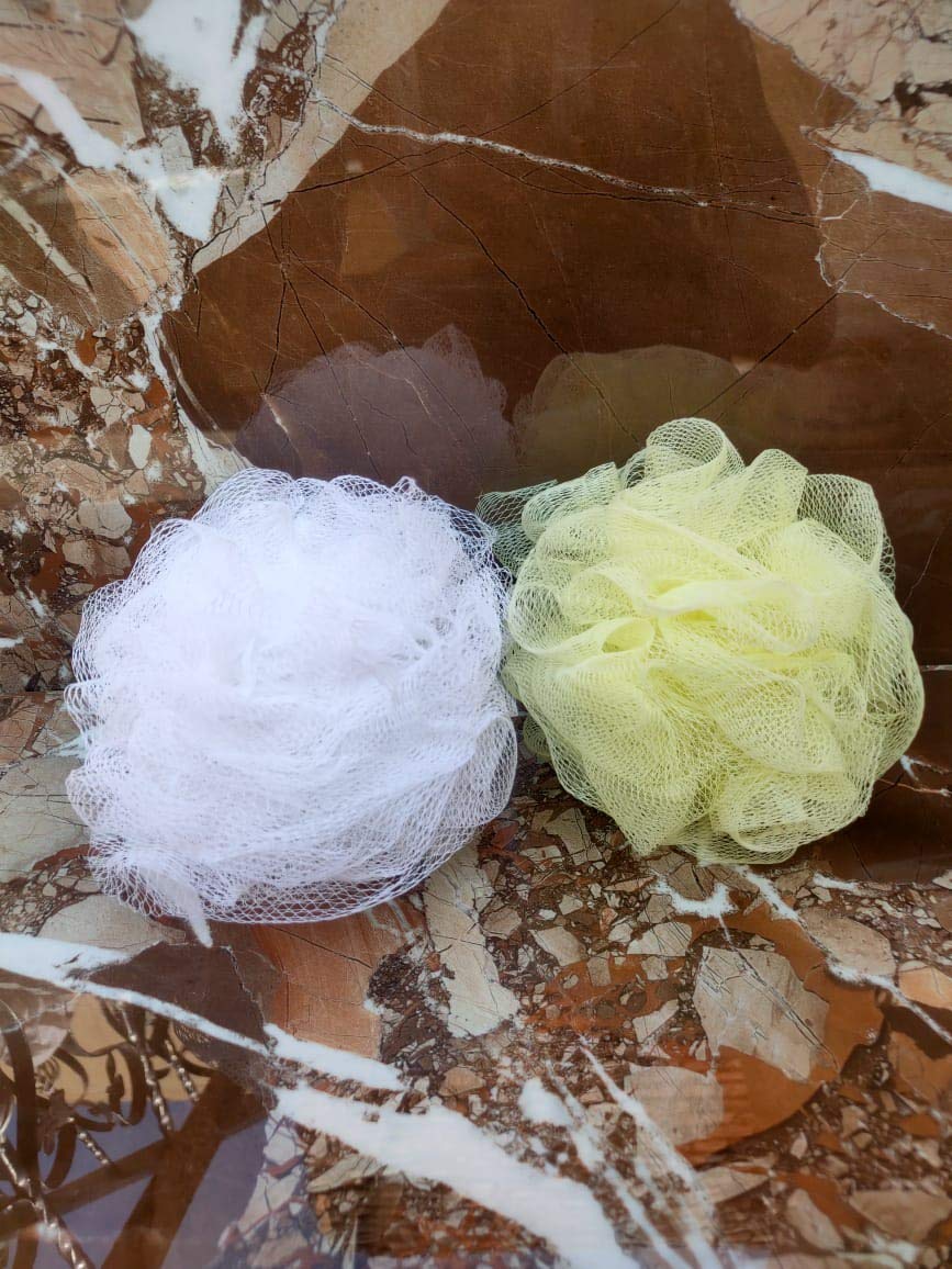 Premium Round Loofah Sponge for Men & Women - Exfoliating Bath & Shower Scrubber (2-Pack, Green & Pink) - Perfect for Couples, Spa Days & Gentle Skin Care