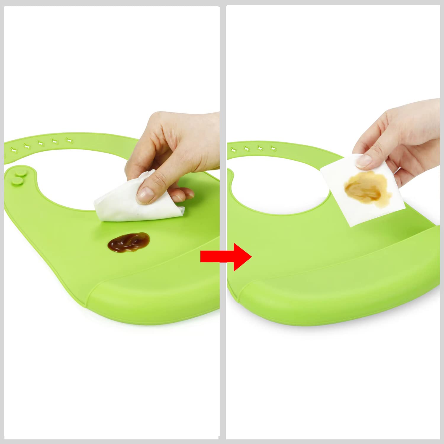 PandaEar 2 Pack Ultra Thin Silicone Baby Bibs with Adjustable Neck & Food Catcher Pocket - Soft, Waterproof, Lightweight Feeding Bib for Infants & Toddlers - Unisex, Non-Messy (Blue Green) - Perfect for Mealtime, Travel & Daycare Use