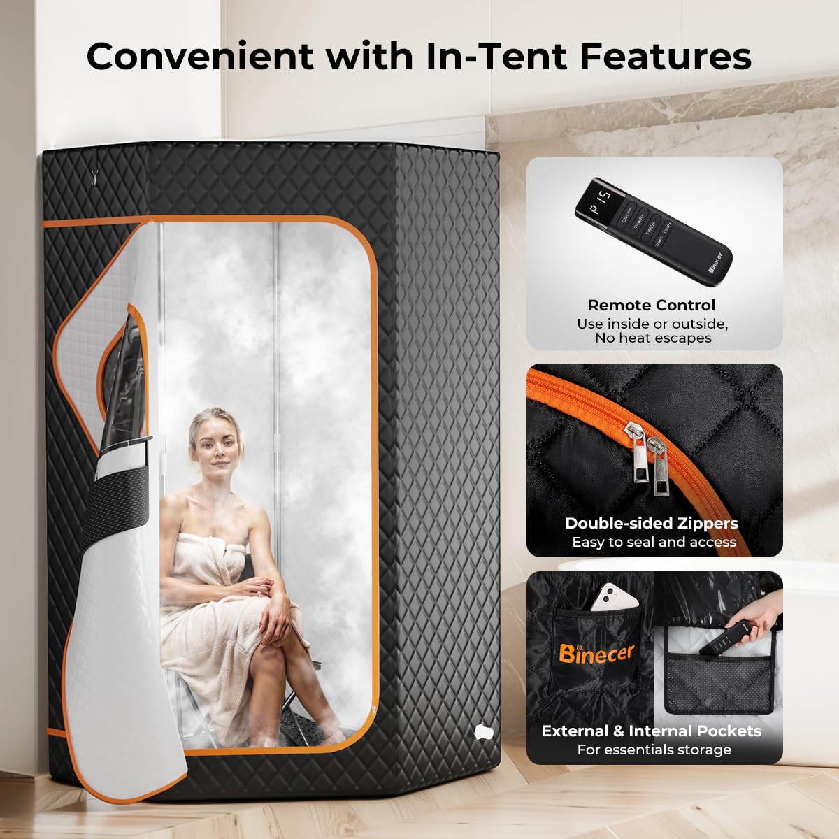 Portable Sauna Tent for Home - 3L 1200W Steamer with Folding Chair & 15 Heating Speeds | Personal Indoor Steam Sauna Box (Black) | Perfect for Relaxation, Detox & Weight Loss at Home