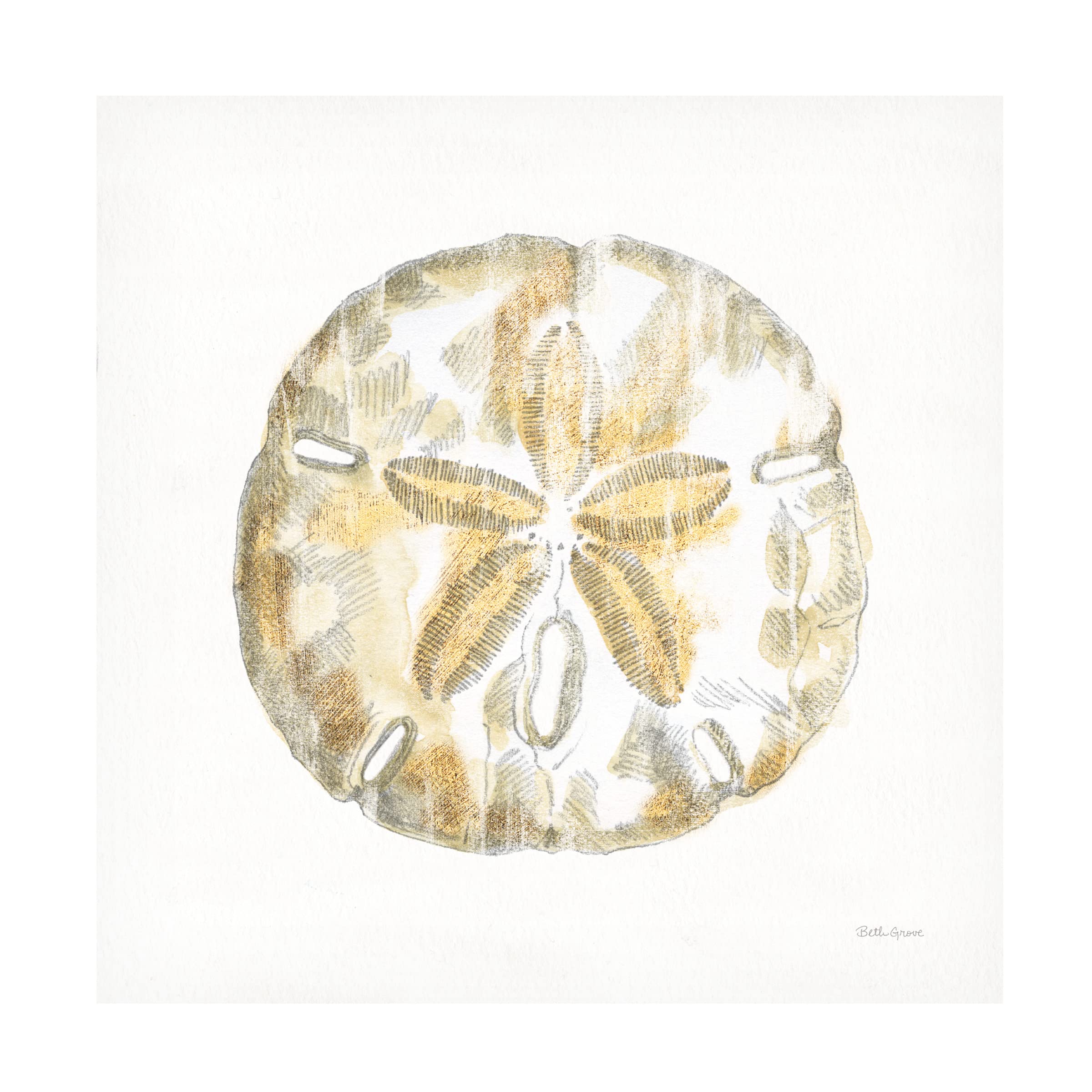 Beth Grove 'Golden Treasures VII on White' Canvas Wall Art Print - Modern Home Decor for Living Room, Bedroom & Office