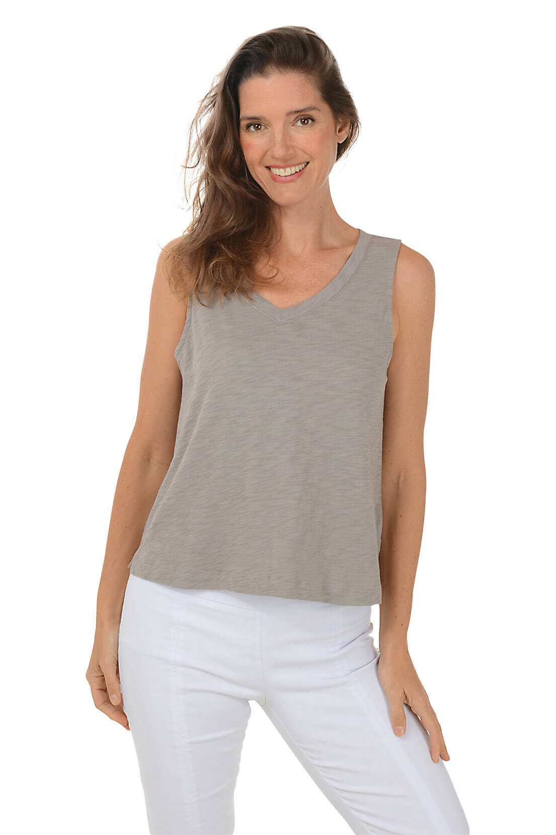Breathable Solid Slub Knit V Neck Tank Top for Women - Casual Summer T-Shirt for Layering & Everyday Wear