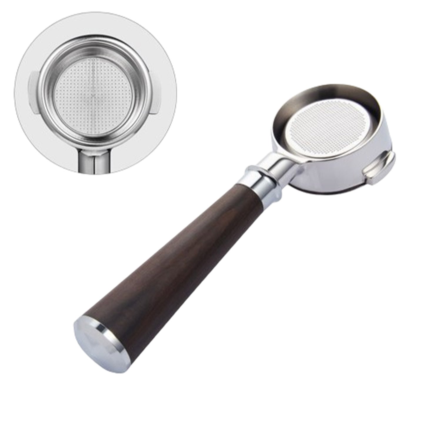 I.XXI 58mm Bottomless Portafilter for E61 Grouphead - Black Rosewood Handle | Professional Espresso Accessory for Home Baristas & Coffee Shops