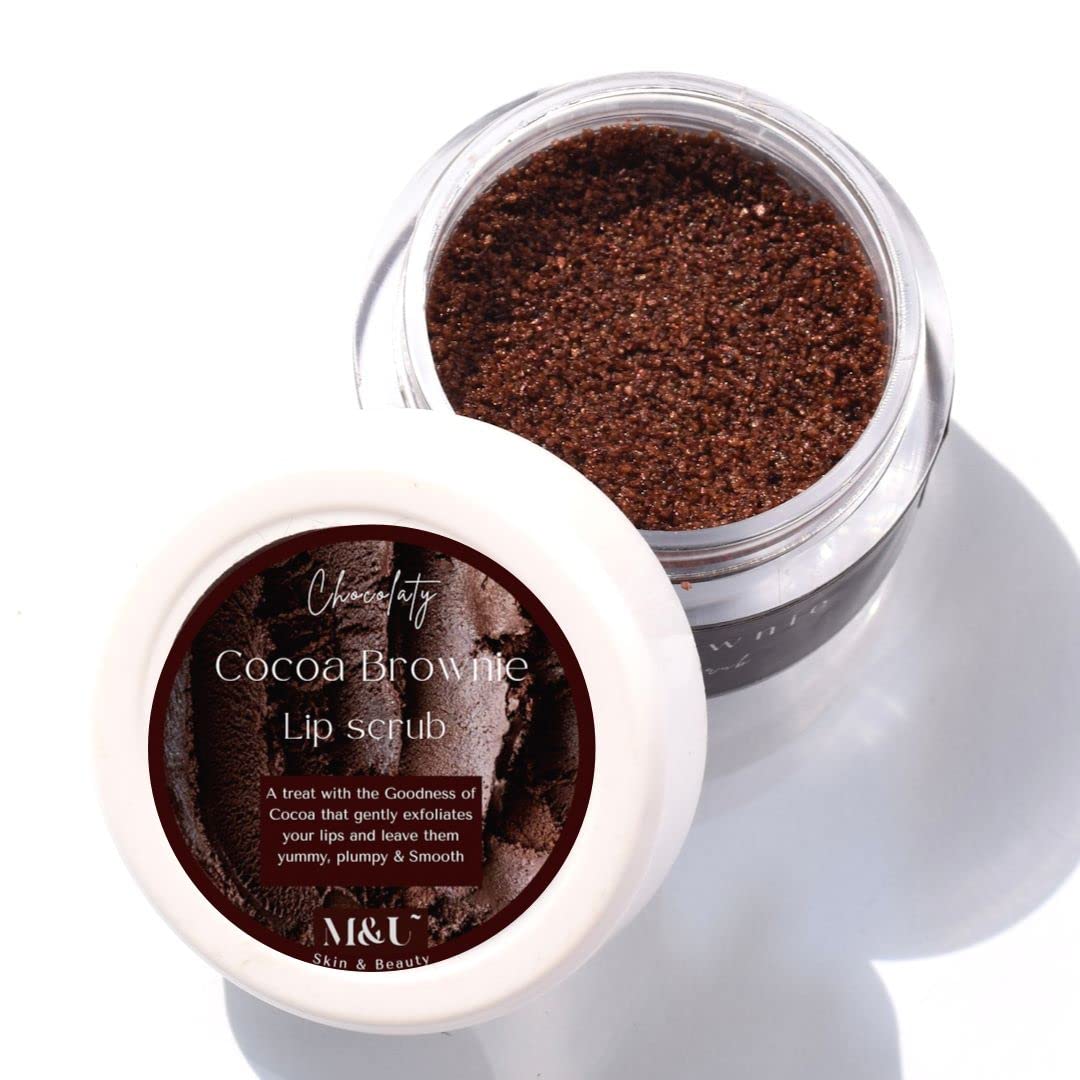 Organic Cocoa Brownie Chocolate Lip Scrub - Vegan Exfoliator for Soft, Smooth Lips | Heals & Moisturizes Dark, Chapped Lips | Men & Women | Perfect for Winter Care & Pre-Makeup Prep