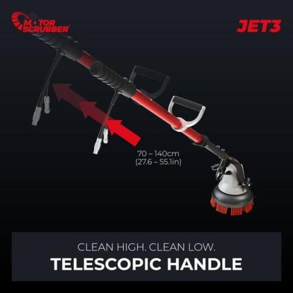 MotorScrubber Jet3 Cordless Long Handle Floor Scrubber - Powerful Electric Spin Scrubber for Tile, Grout, Bathroom & Kitchen Cleaning - Perfect for Hard Floors, Showers, and Pet Areas