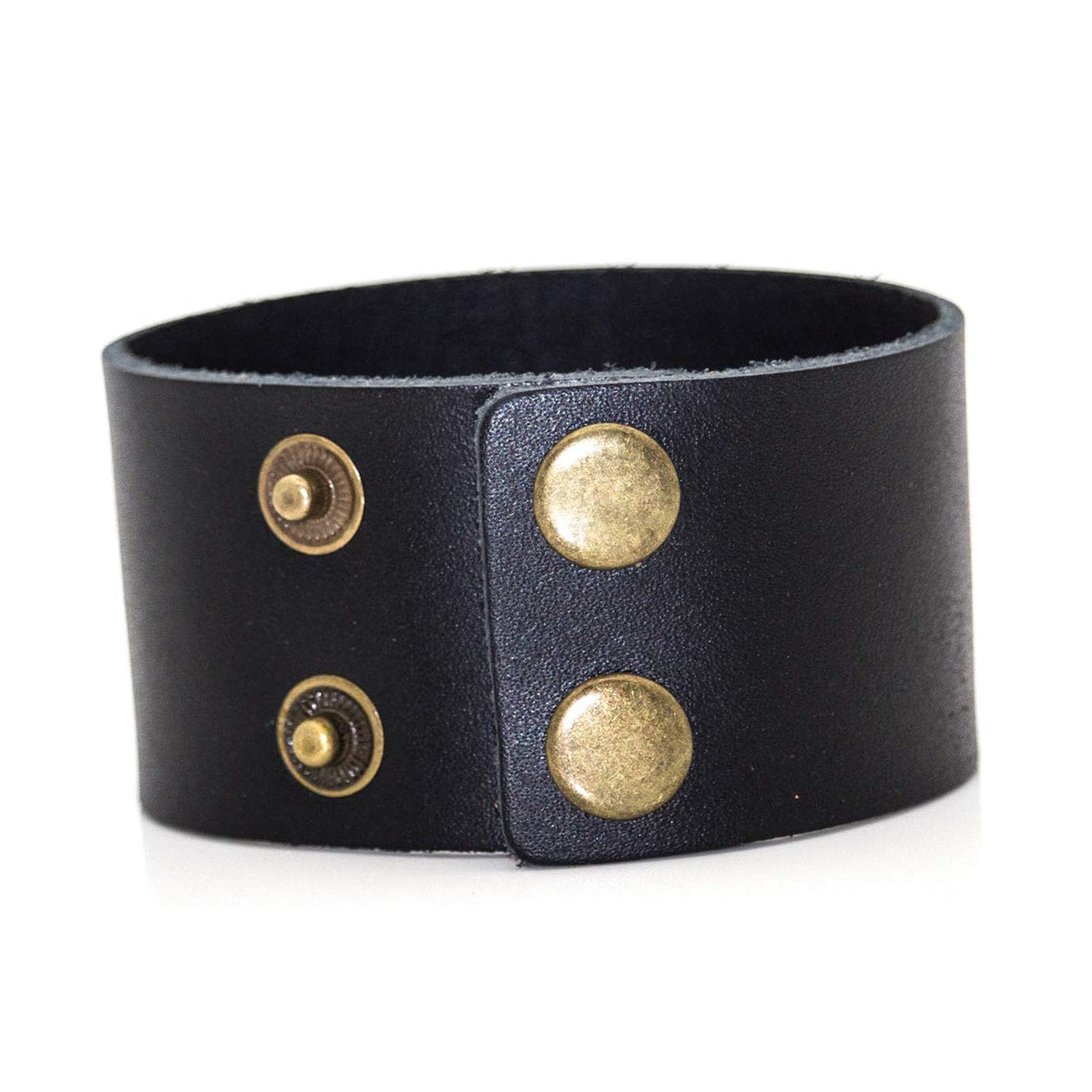 Punk Rock Wide Faux Leather Wristband - Retro Adjustable Snap Bracelet Arm Band Cuff for Men & Women - Perfect for Concerts, Festivals and Gothic Fashion Accessories