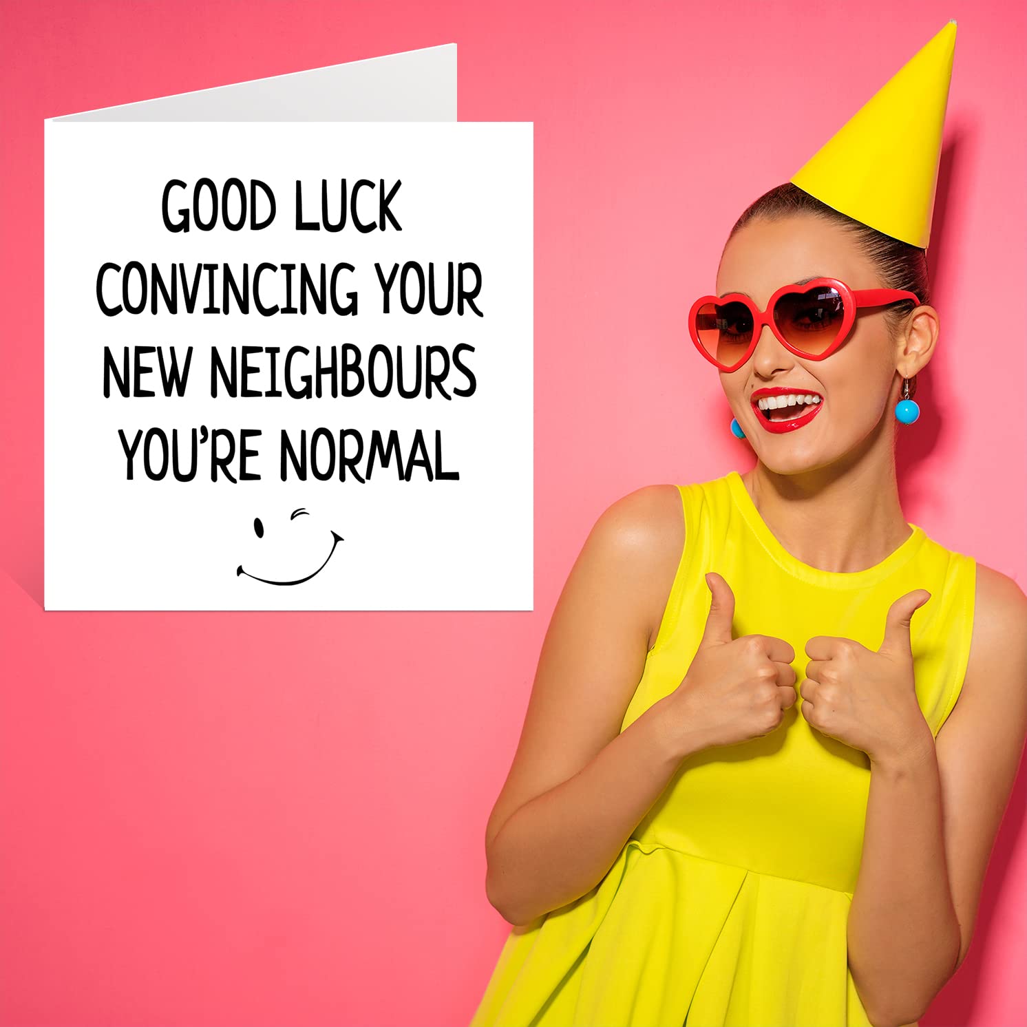 Funny Happy New Home Card - Hilarious Neighbor Joke & Housewarming Greeting Card (145mm) - Perfect for Friends & Family Moving into New House | Great for Welcome Parties, Housewarming Gifts & New Home Celebrations