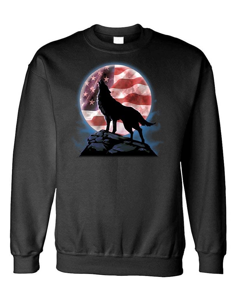 American Howl - Patriotic USA Wolf Fleece Sweatshirt | Cozy Pullover for Outdoor Adventures & Casual Wear
