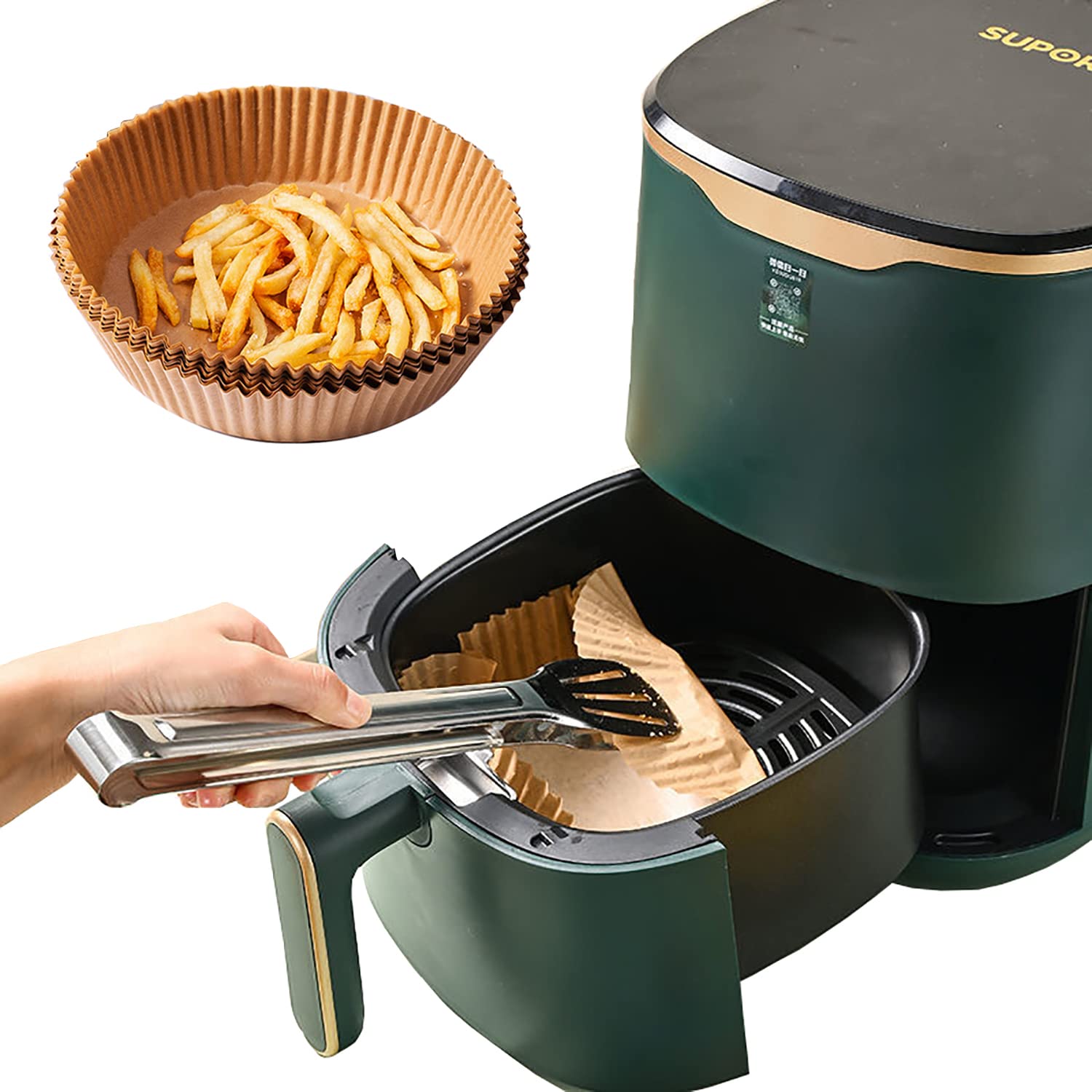 150PCS Air Fryer Disposable Paper Liners - 6.3 Inch Round Non-Stick Parchment Baking Sheets for Air Fryer, Oven, Microwave & Frying Pan - Perfect for Healthy Cooking, Roasting & Baking at Home