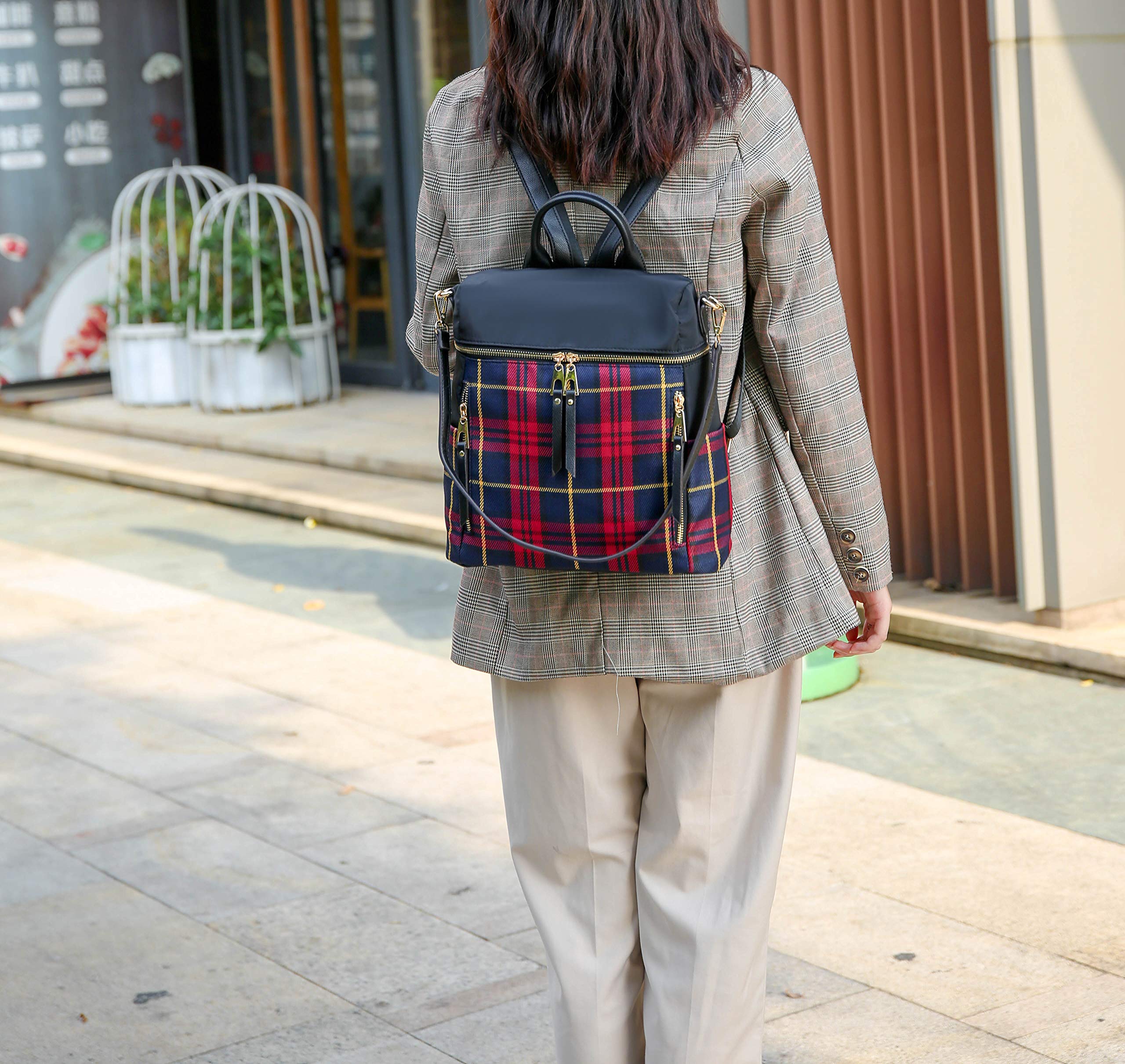 MKF Collection Nishi Plaid Backpack - Waterproof Laptop Backpack for Men & Women, 15.6 Inch Travel Daypack, Durable Nylon School Backpack - Perfect for Work, College, Hiking & Commuting