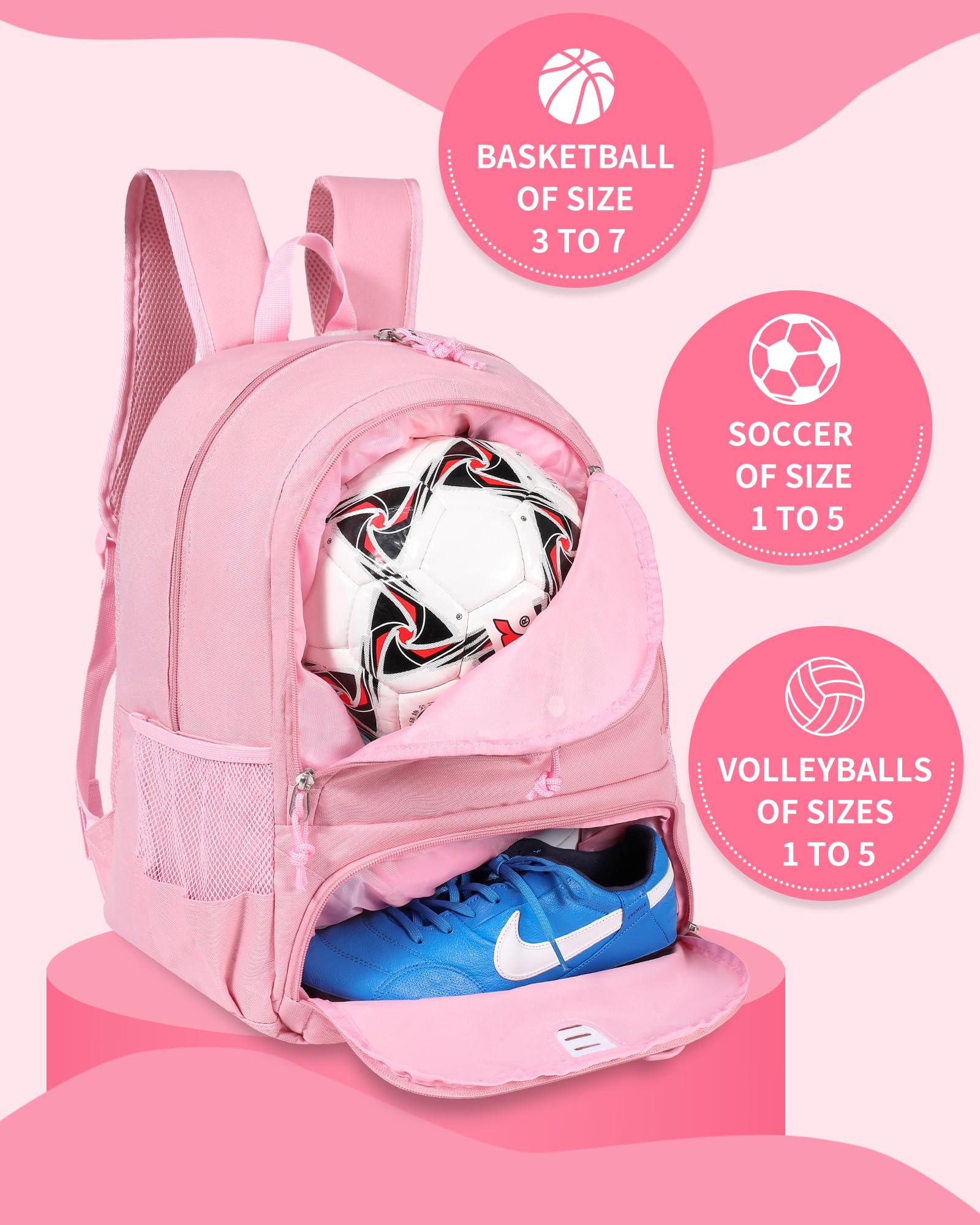 30L Lightweight Breathable Basketball Backpack for Men & Women - Sports Bag with Ball & Shoe Compartment - Perfect for Volleyball, Football, Soccer, Gym, School & Travel