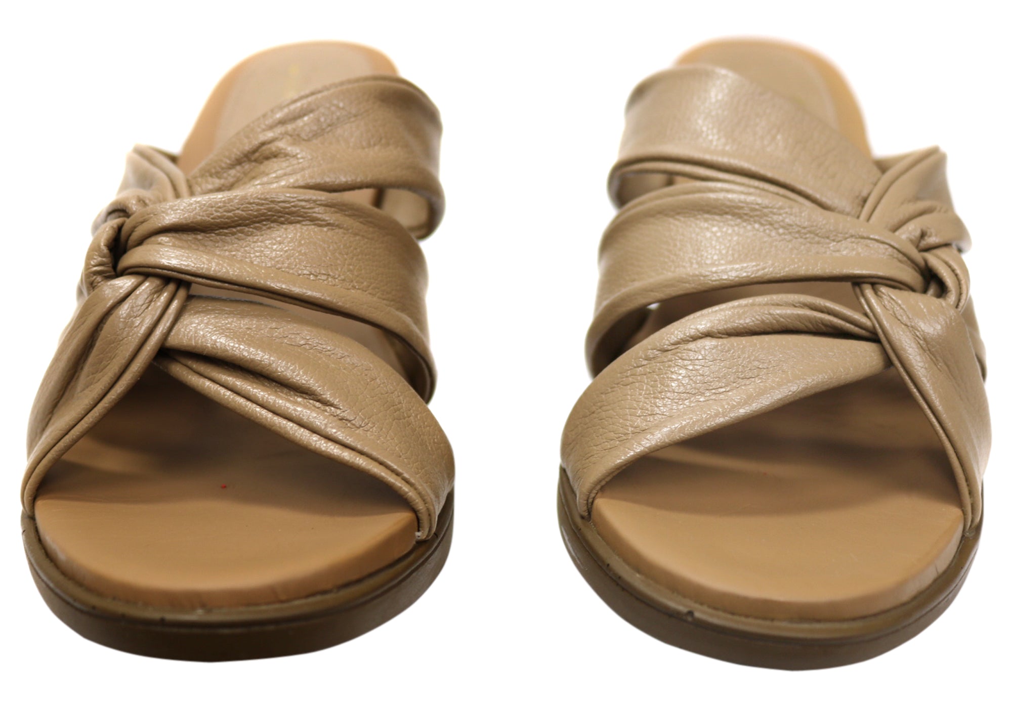 Opananken Women's Comfortable Leather Mid Heel Slide Sandals - Stylish & Supportive for Work, Travel & Casual Wear