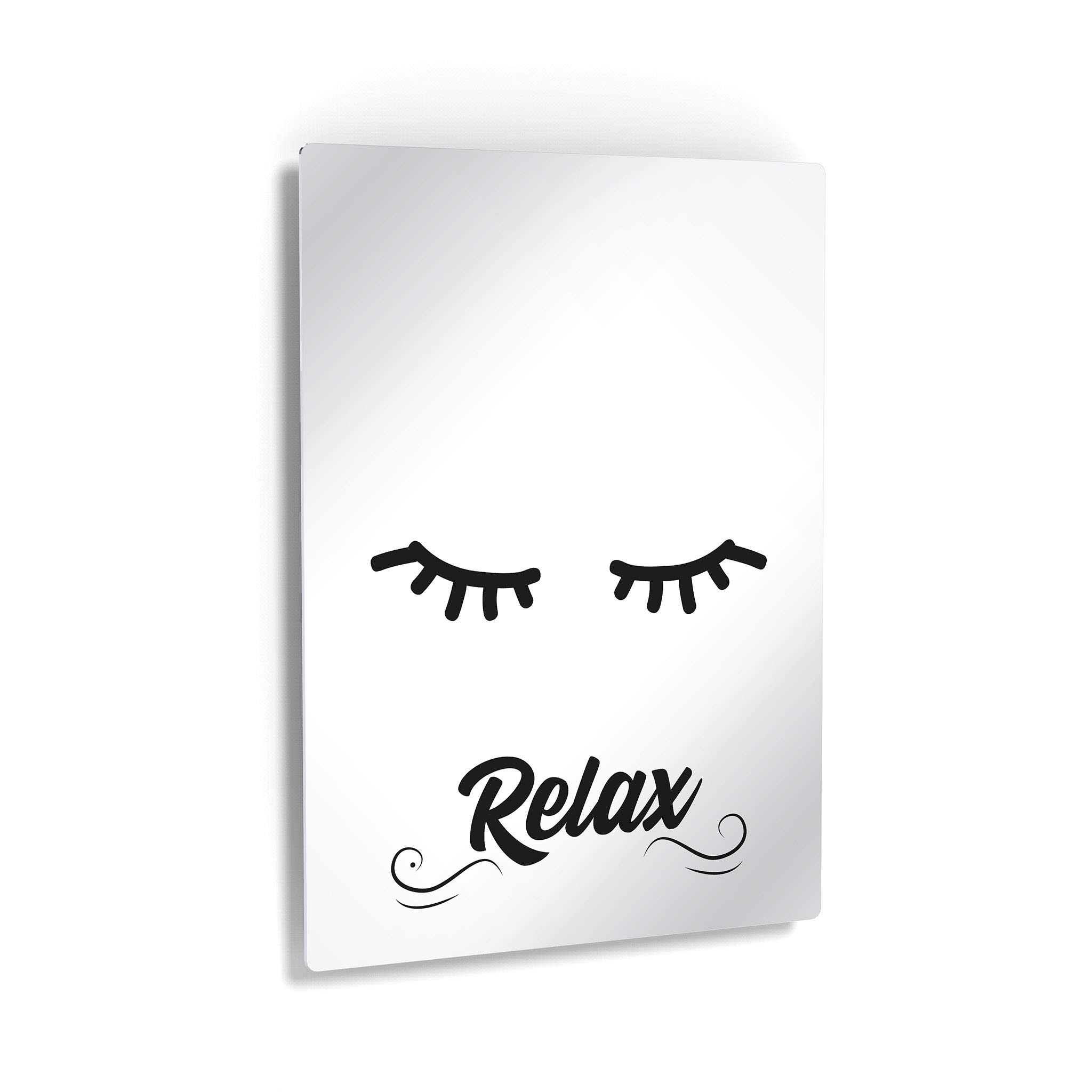 Smile Art Design Relax Typography Bathroom Wall Decor - 40x30 Inch Metal Print with Eyelash Motif - Ready to Hang Home Decoration Made in USA - Perfect for Bathrooms, Powder Rooms & Spa Retreats