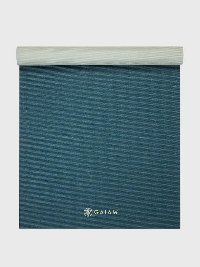 Gaiam Deep Reversible 2-Color Non-Slip Yoga Mat 4mm Thick - Jade/Icicle for Home, Studio & Travel Fitness