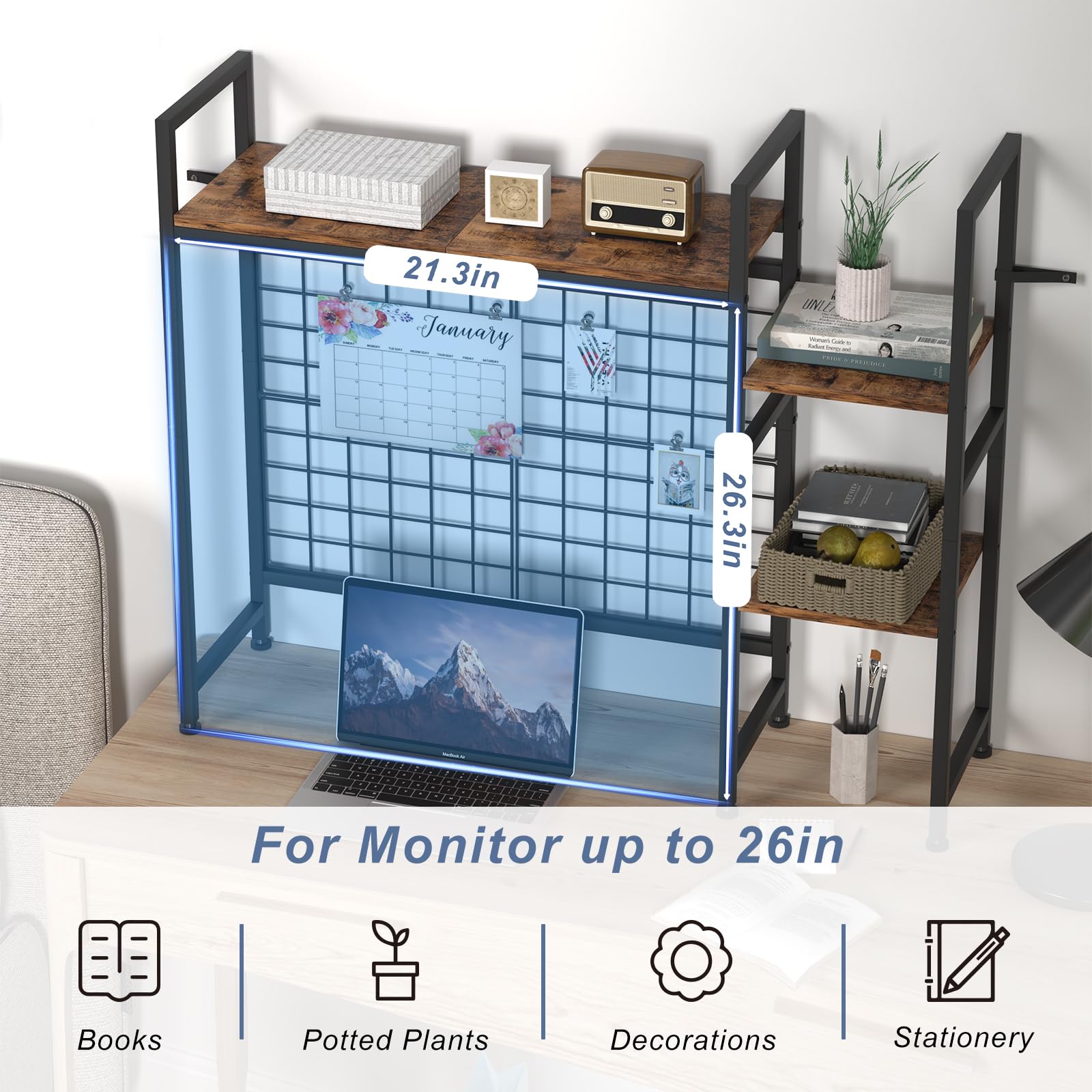 3-Tier Wooden Desktop Shelf Organizer - 37.4