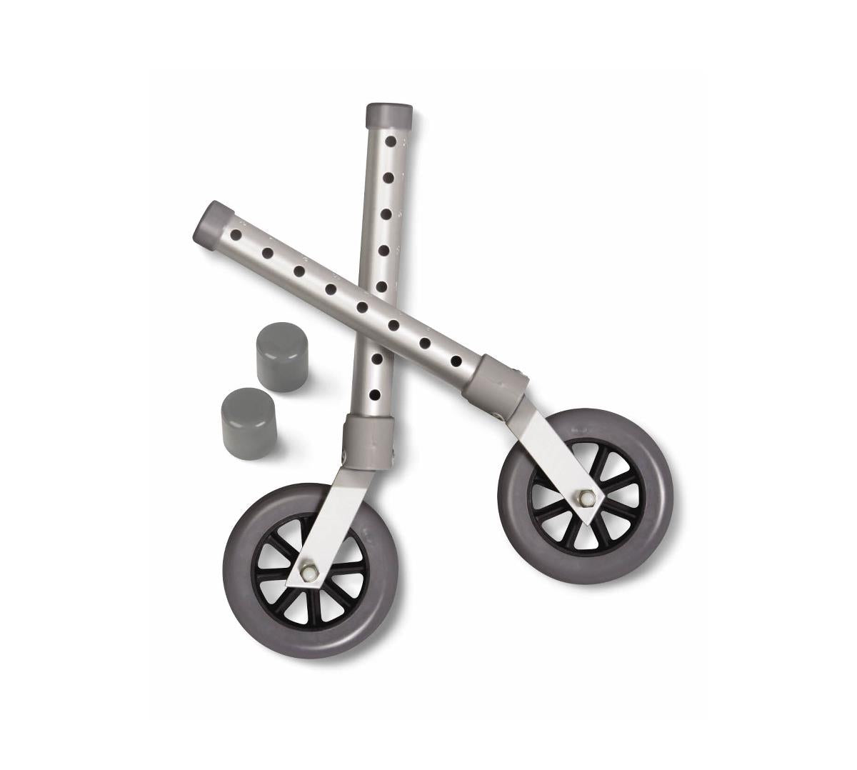 Medline Replacement Swivel Casters for Walkers - Set of 5 - Heavy Duty Wheels for Mobility Walkers and Rollators - Perfect for Indoor and Outdoor Use on Hard Floors and Carpets