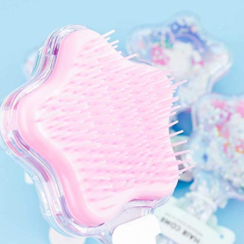Crazycute® 3D Unicorn Hair Brush for Kids - Glittery Star Detangling Brush with Paddle Cushion, Anti-Static & Hair Loss Prevention, Massage Scalp - Perfect for Girls' Hair Care, Travel & Gift Giving (1 Pack)