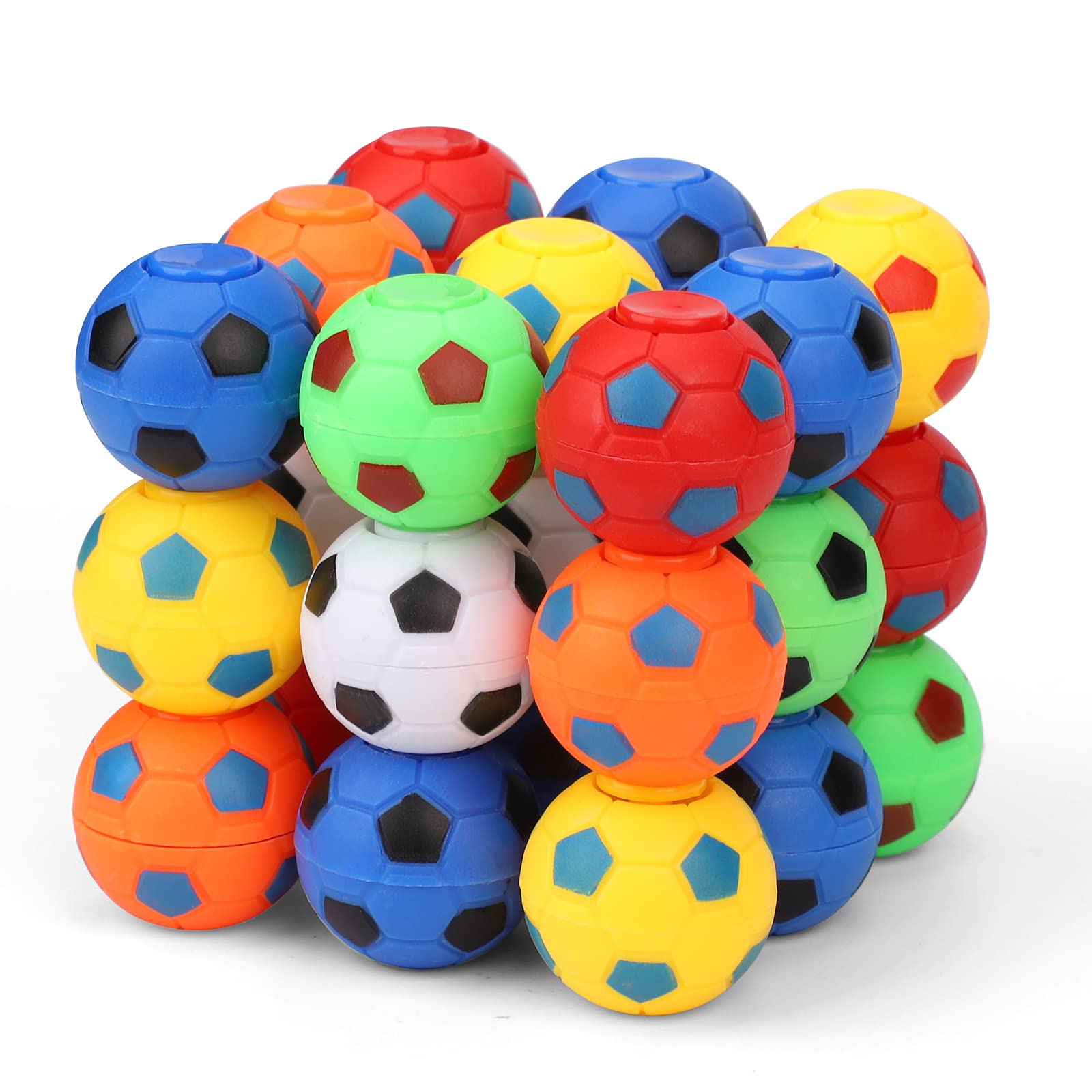 34PCS Mini Fidget Spinners Soccer Balls - Stress Relief Toys for Kids & Adults, Rotatable Finger Toys for Classroom Prizes, Party Favors, Birthday Gifts - Fun Sensory Toys for Anxiety Relief, Office Desk Toys & ADHD Focus Tools