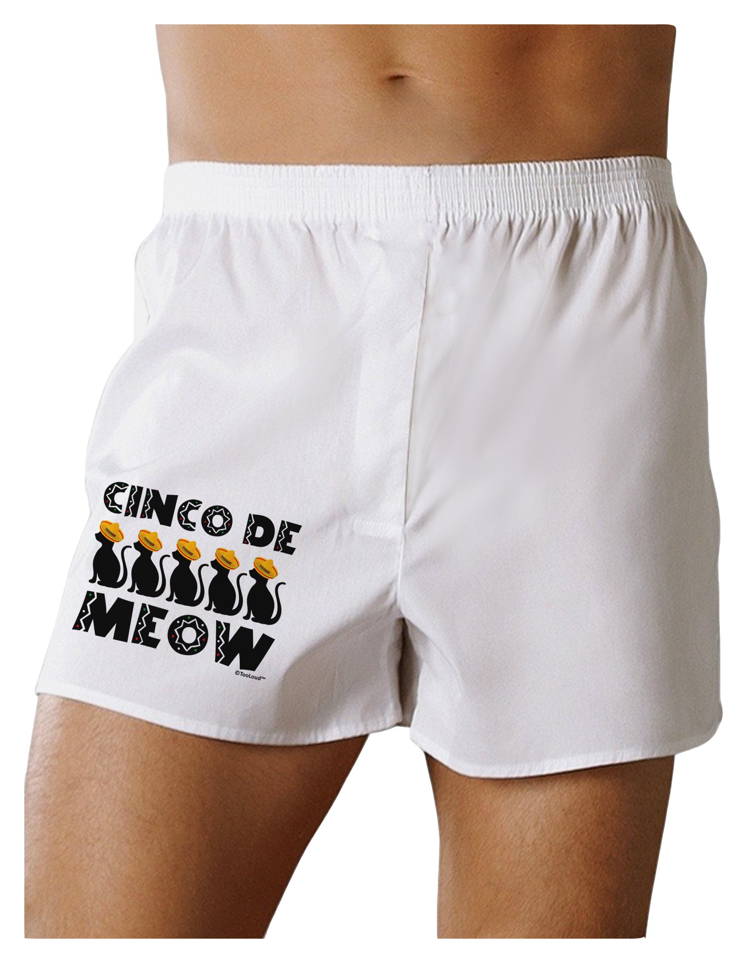 TooLoud Five Cats - Cinco de Meow Boxer Shorts for Men | Funny Cat Lover Underwear | Perfect for Gifts, Parties & Cat Enthusiasts