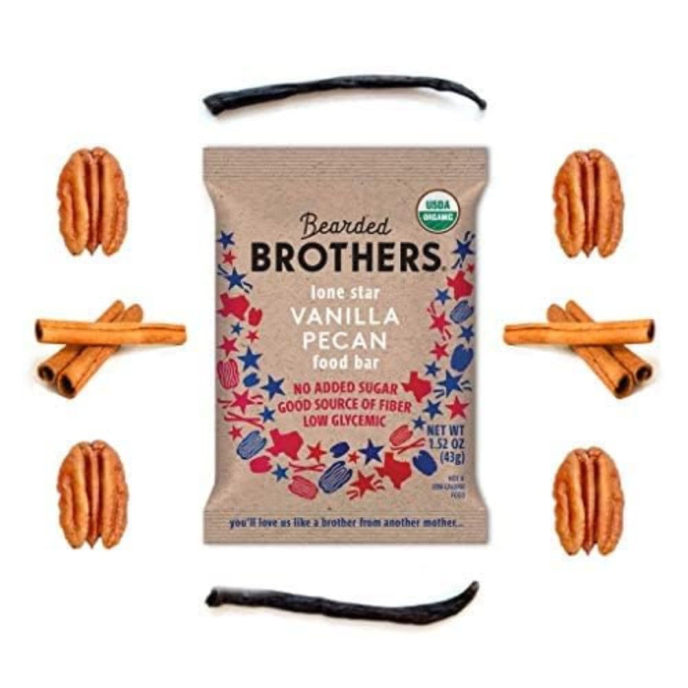Bearded Brothers Organic Vegan Protein Energy Bars - Gluten Free, Paleo, Whole30 Approved, High Fiber, Non-GMO, Soy Free, Low Sugar Snacks | 12 Pack Vanilla Pecan Flavor | Perfect for Hiking, Workouts & On-the-Go Nutrition