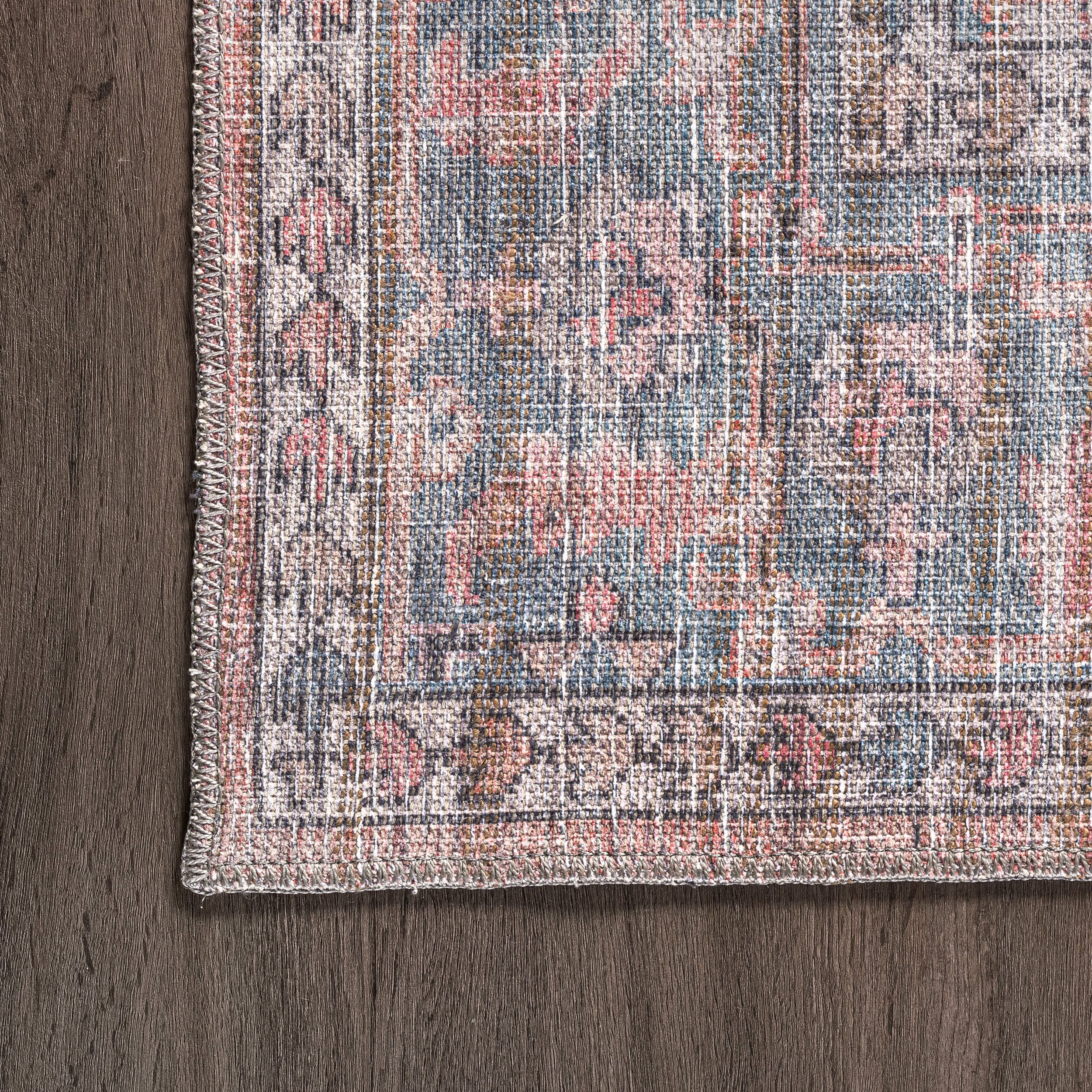 Bri Faded Washable Rug - Soft Vintage Distressed Area Rug for Living Room, Bedroom, Office - Rust Color Boho Chic Home Decor