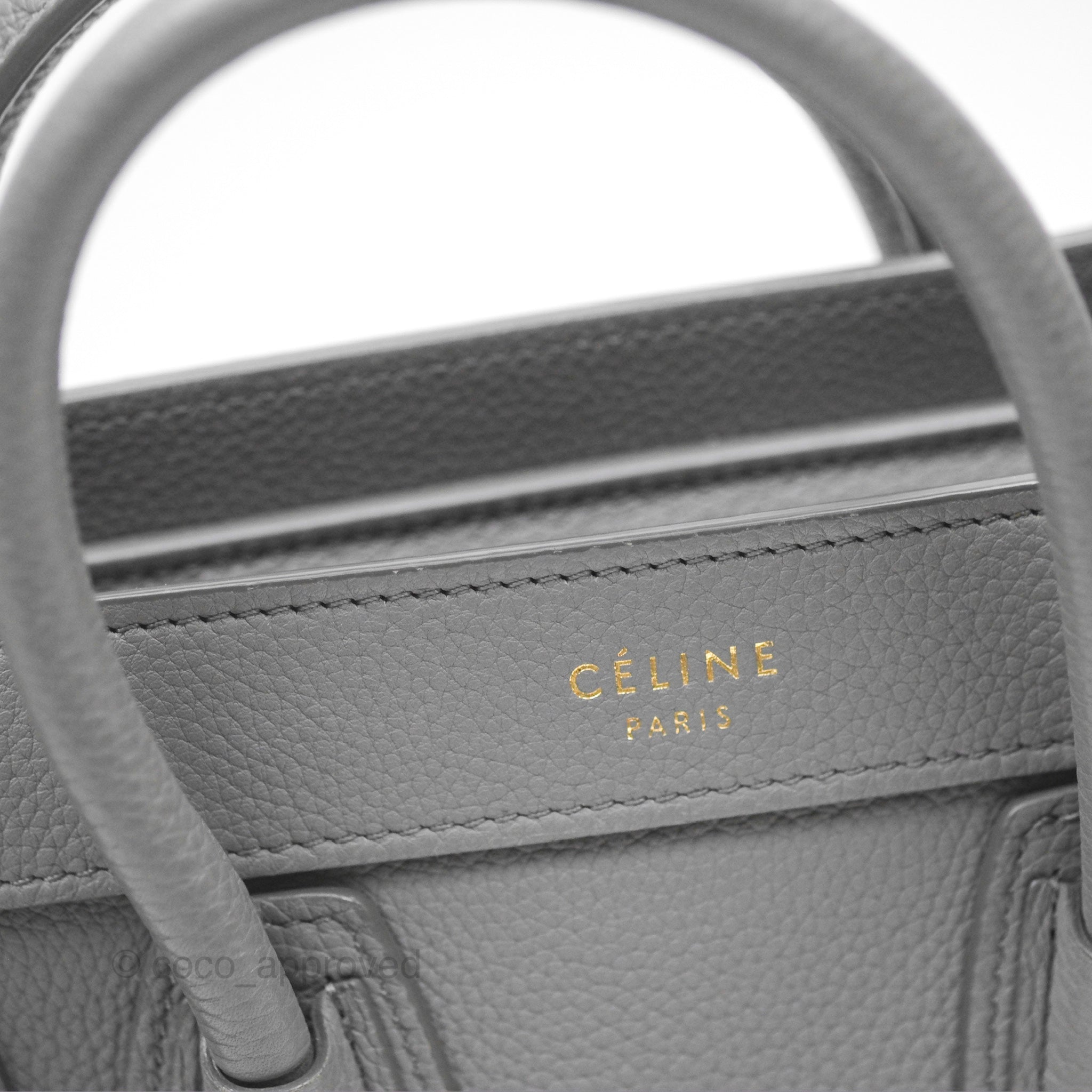 Celine Nano Luggage Bag in Grey Drummed Calfskin Leather - Perfect for Work, Travel & Everyday Luxury Handbag