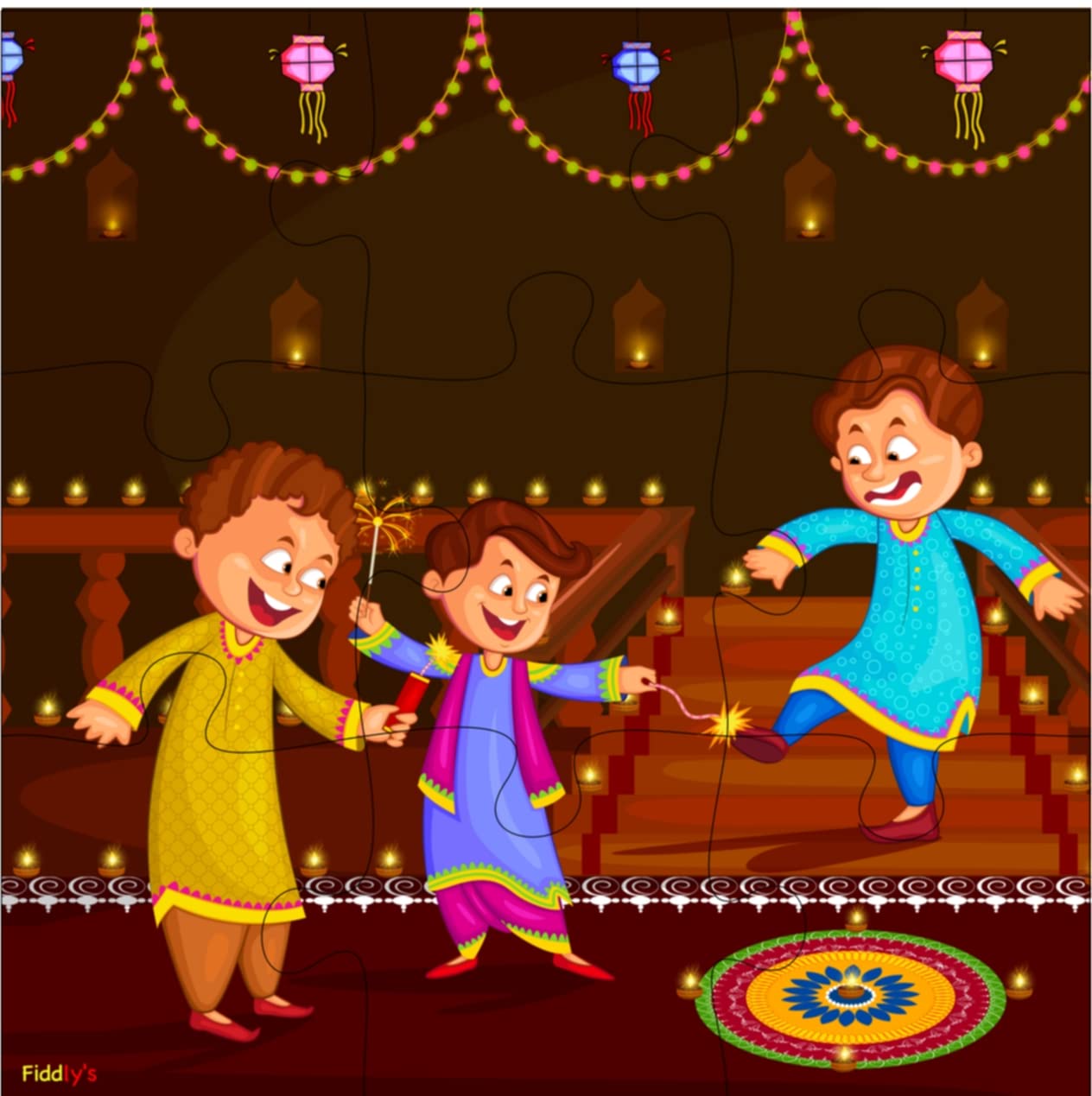 Fiddlys Wooden Jigsaw Puzzles for Kids Ages 3+ - 9 Piece Educational Puzzle Set (Pack of 4) - Perfect for Diwali Gifts, Birthday Presents & Early Learning Activities