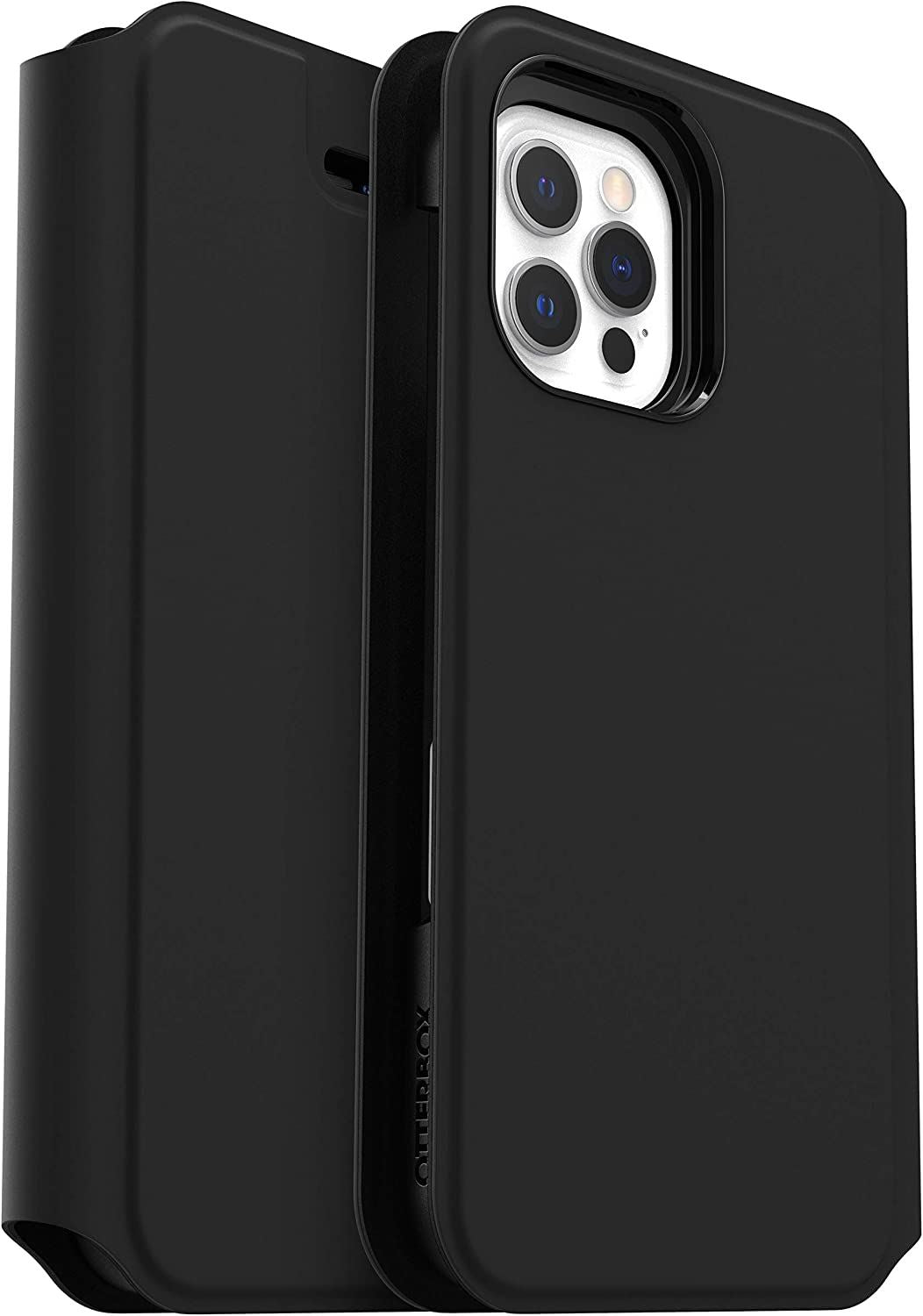 Otterbox Strada Series Case for iPhone 12/12 Pro (6.1 Inch) - Premium Leather Wallet Folio with Card Slots - Black (Model 77-65433) | Slim Protective Cover for Everyday Use & Business Travel
