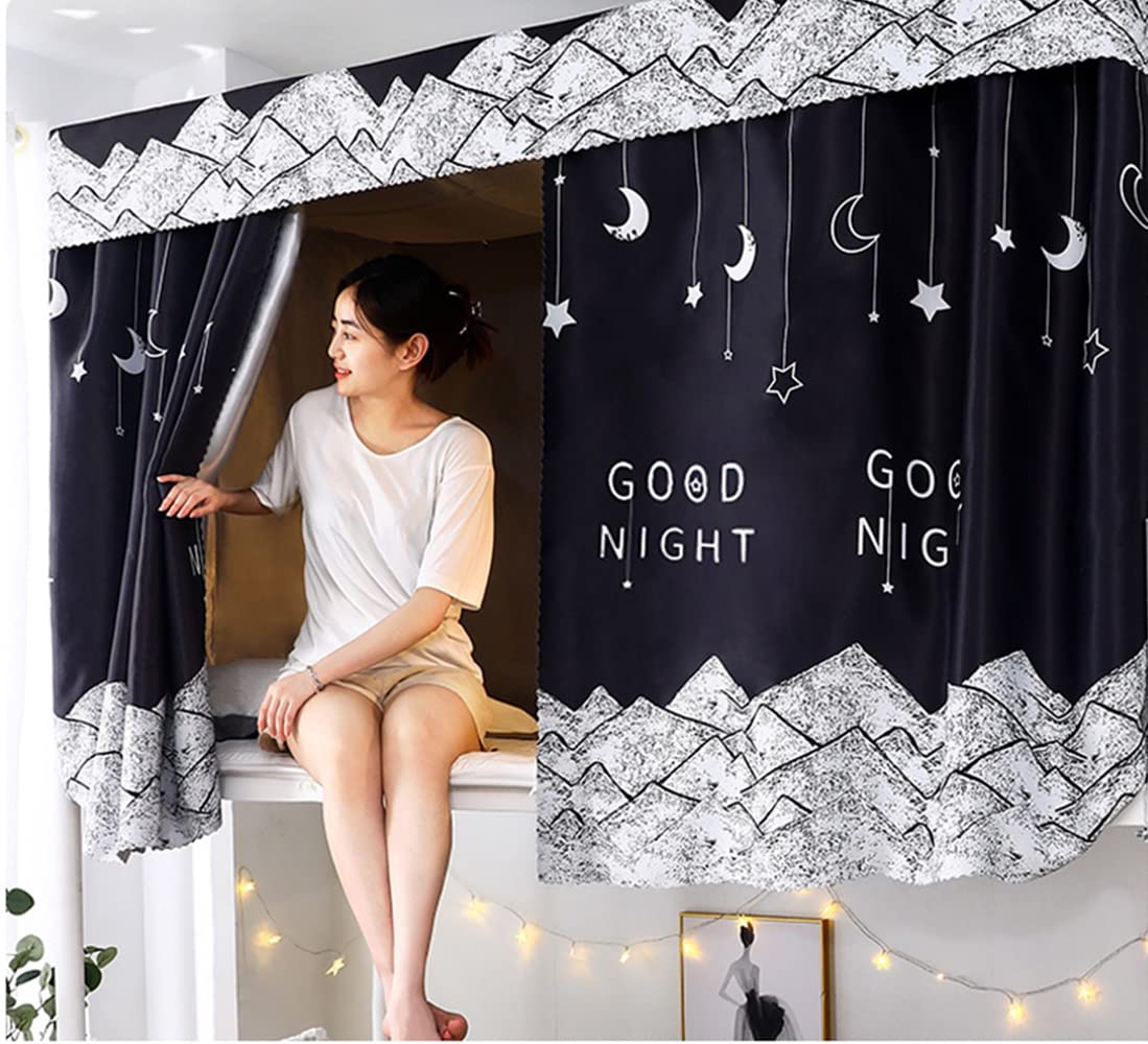 Blackout Bed Canopy for Dorm Bunk Beds - Single Sleeper Privacy Curtain with Dust-Proof Design | Lightproof Shading Tent for College Dormitory, Kids Room & Camping (Black)