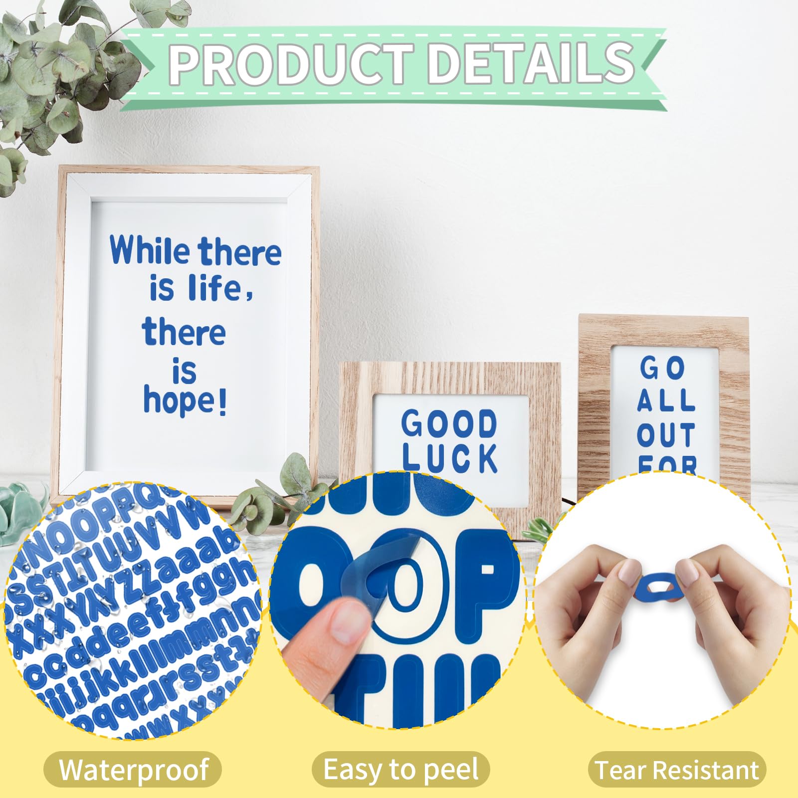 1 Inch Alphabet Stickers - 12 Sheets Blue Self-Adhesive Vinyl Letter Stickers for Mailbox Numbers, Bulletin Boards, Classroom & Home Decor - Perfect for DIY Projects, Scrapbooking & Organization (Blue)