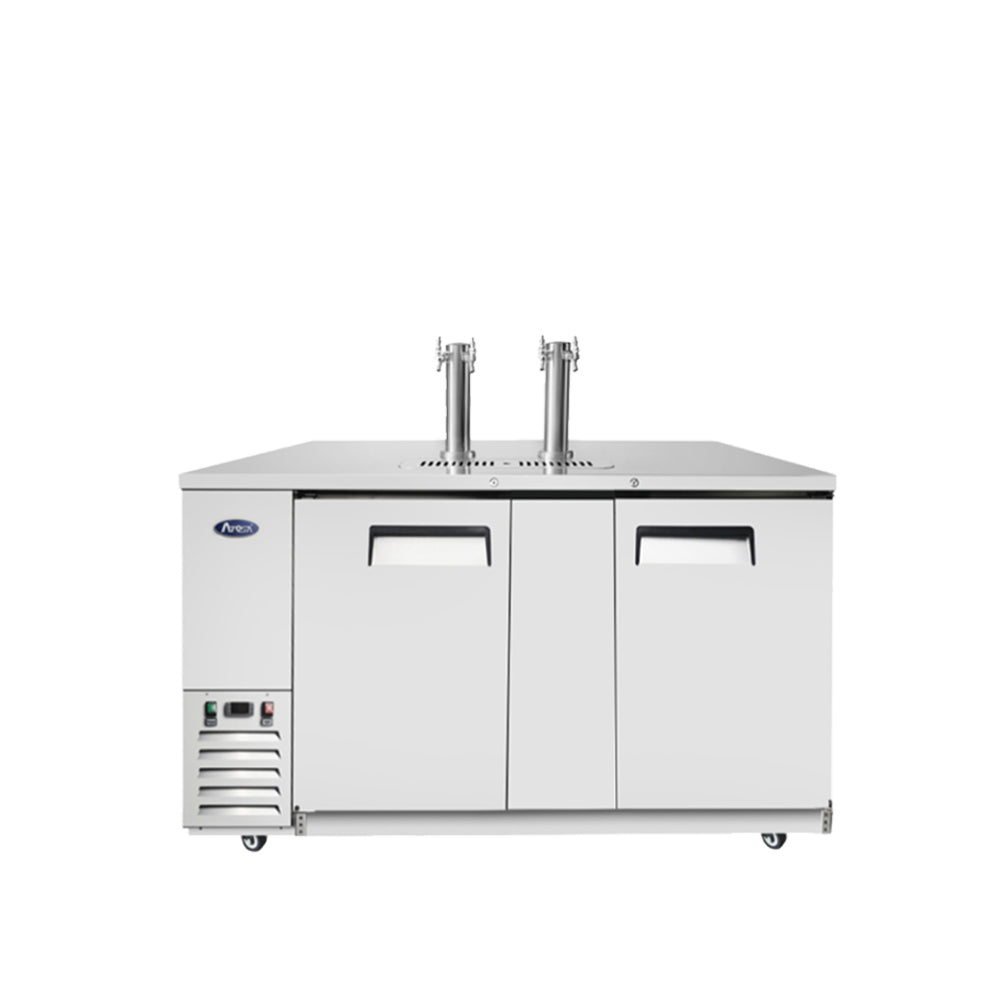 Atosa MKC68 3-Keg Stainless Steel Commercial Kegerator with 2 Double Taps - Perfect for Bars, Restaurants, and Home Brewing Parties
