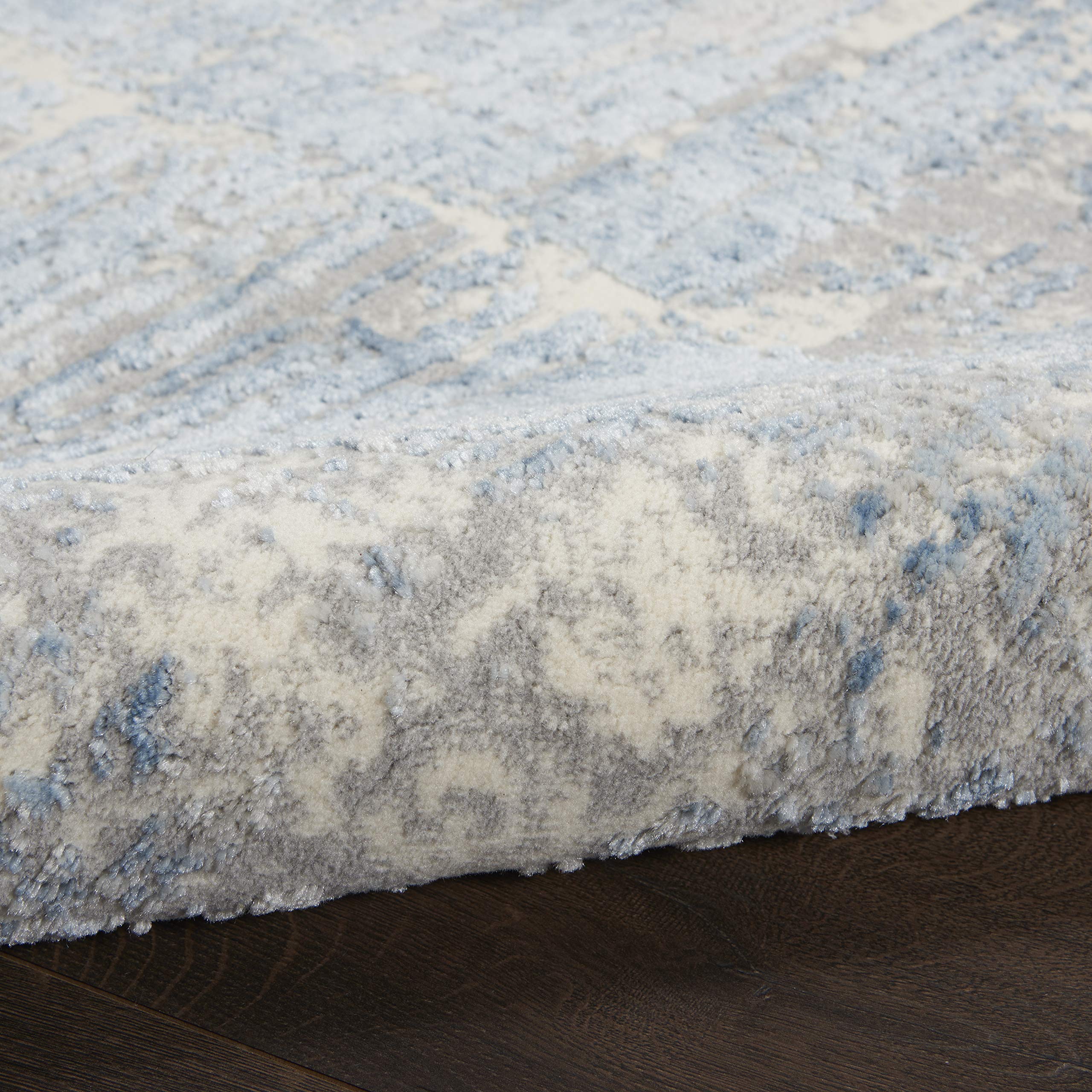 Nourison Solace Modern Rustic Ivory Grey Blue 8x10 Area Rug - Easy to Clean, Non-Shedding, Soft & Durable - Perfect for Living Room, Bedroom, Dining Room & Kitchen Decor
