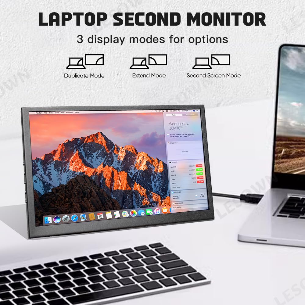 10.1 Inch LESOWN Portable IPS Monitor - 1024x600 HD Display, Metal Shell, Mini HDMI Screen for PC, Laptop, Raspberry Pi 4/3 - Perfect for Gaming, Office Work & Travel Entertainment