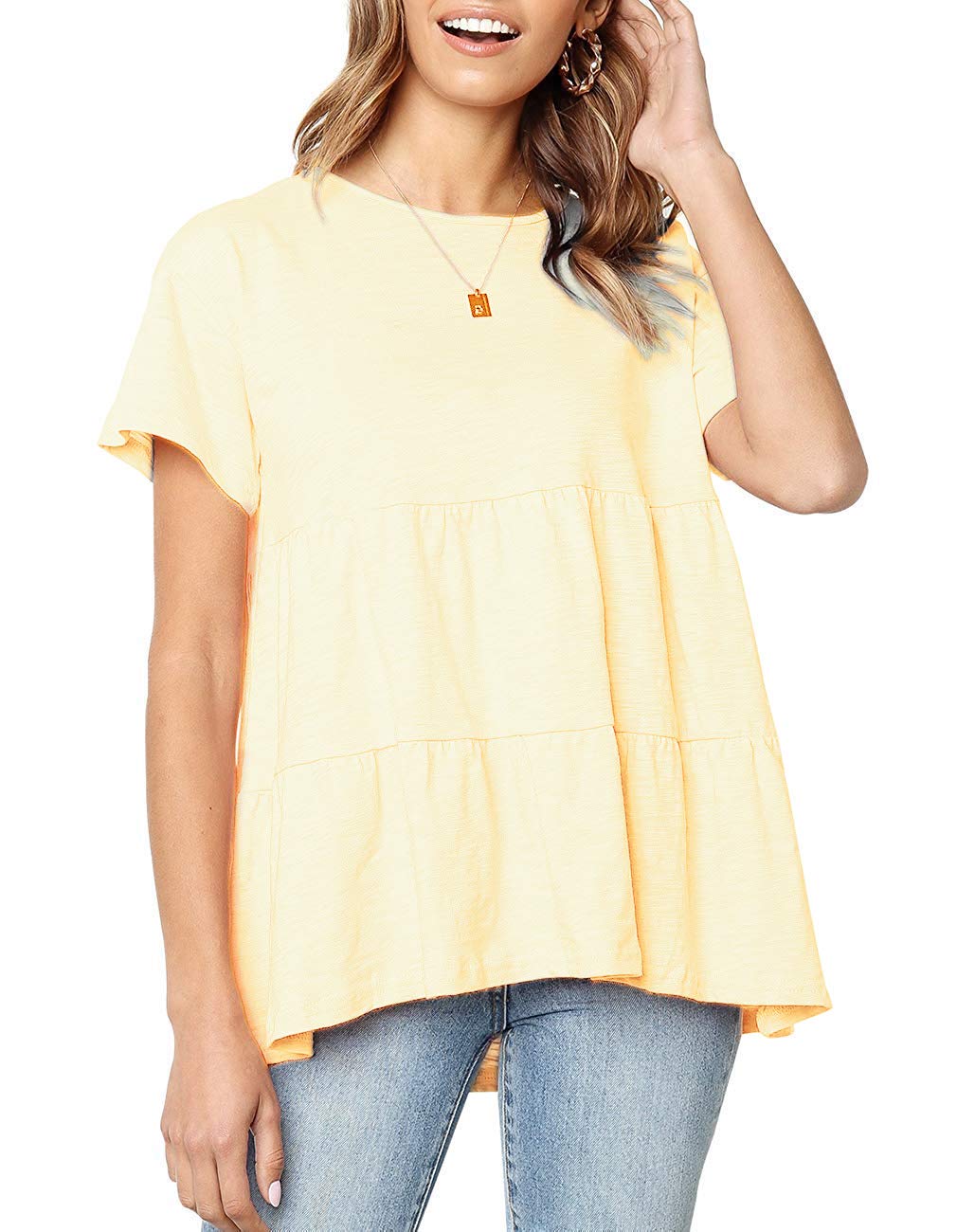 Sanifer Women's Peplum Tops - Short Sleeve Casual Summer T-Shirts & Tunics | Cute Blouses for Beach, Office & Everyday Wear