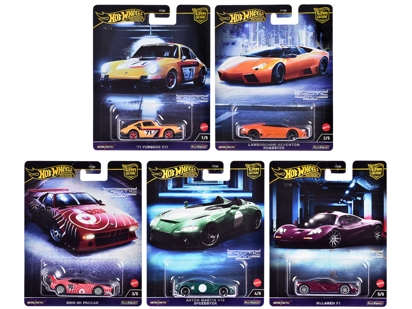 Hot Wheels 2024 Car Culture Series G Diecast Model Cars - Exotic Envy 5-Piece Collectible Set for Display & Racing | Perfect for Car Enthusiasts & Toy Collectors