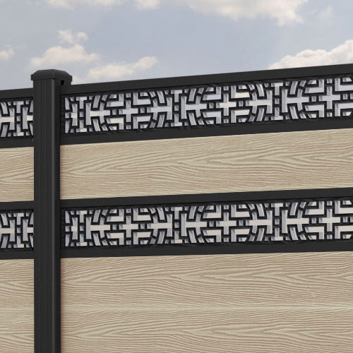 Classic Kumo Split Screen Fence Panel - Light Oak Wood Privacy Screen with Aluminum Posts for Patio, Deck, and Garden Outdoor Decor