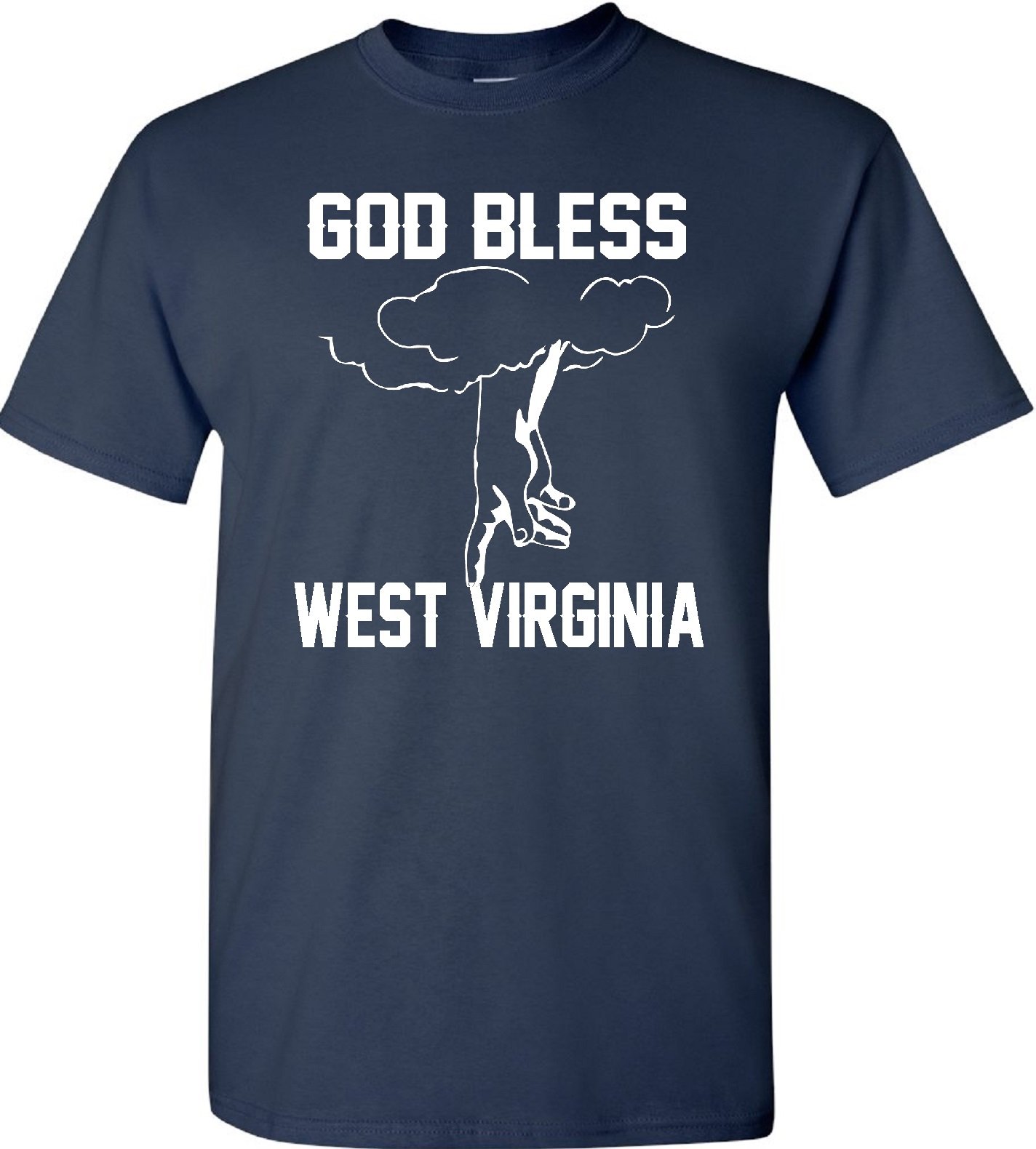 STUFF WITH ATTITUDE West Virginia GOD Bless Navy Blue T-Shirt - Patriotic Casual Wear for Everyday & Outdoor Activities