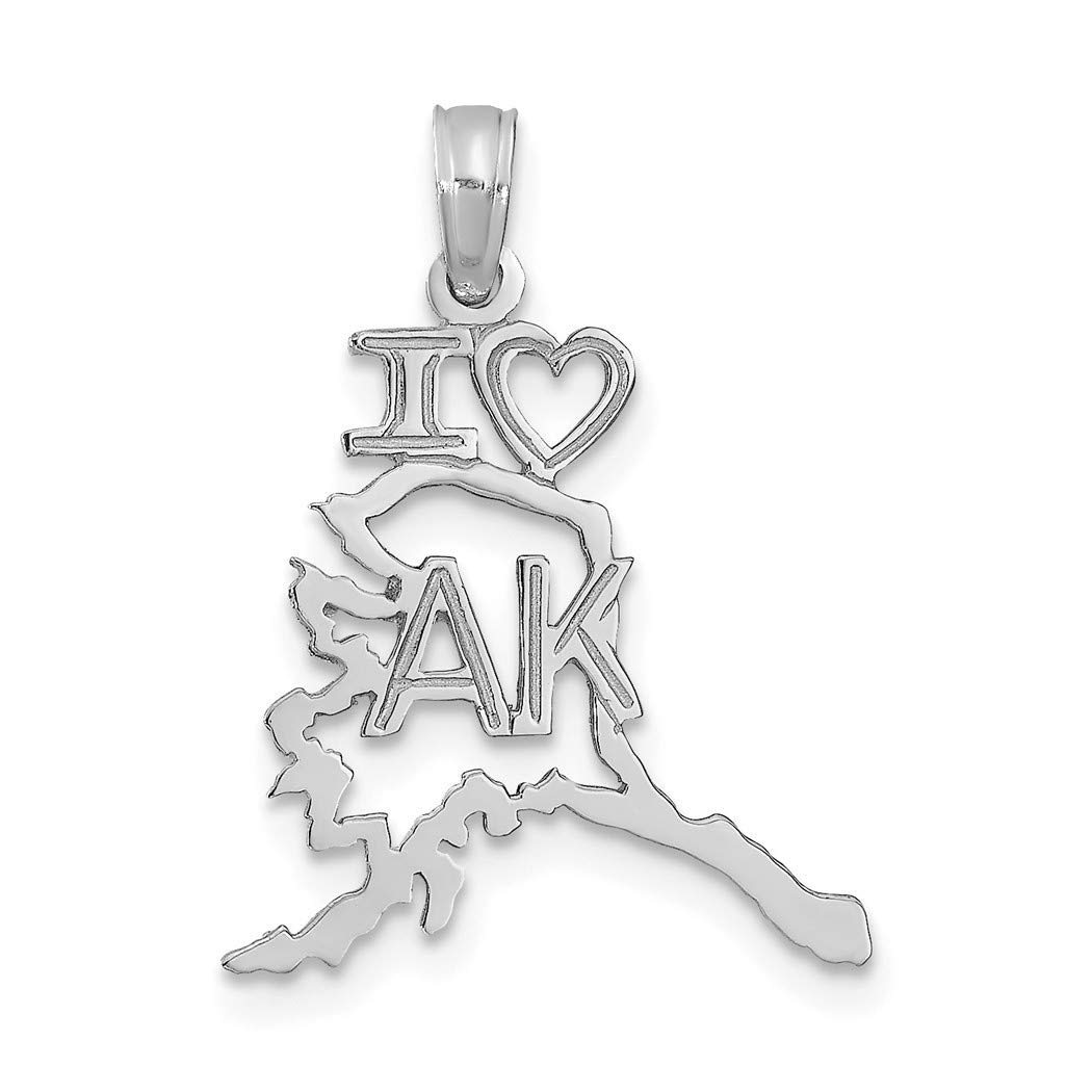 14K White Gold Solid Alaska State Pendant Necklace for Women - Elegant Jewelry Gift for Her, Perfect for Anniversaries, Birthdays & Graduations